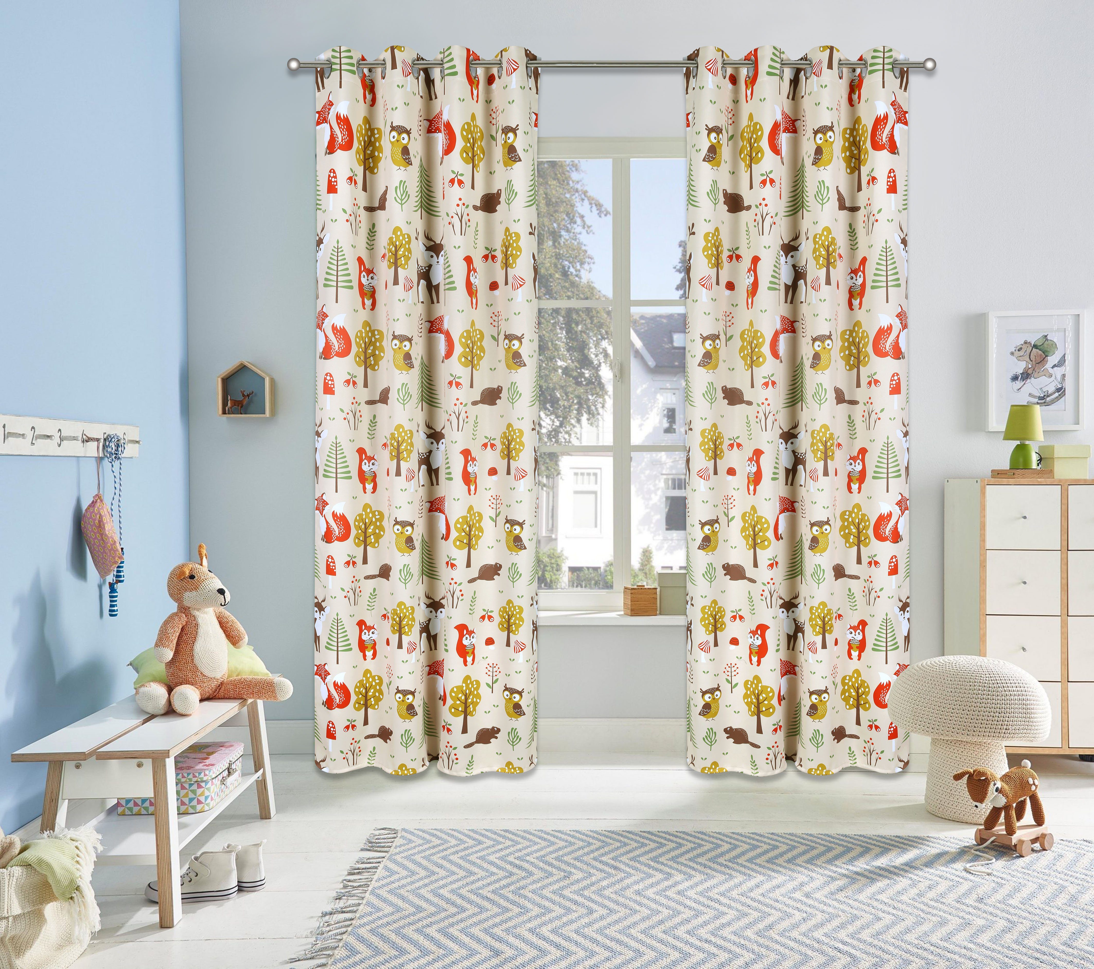 my home Verdunkelungsvorhang Waldtiere (1 St), Ösen, verdunkelnd, bedruckte günstig online kaufen