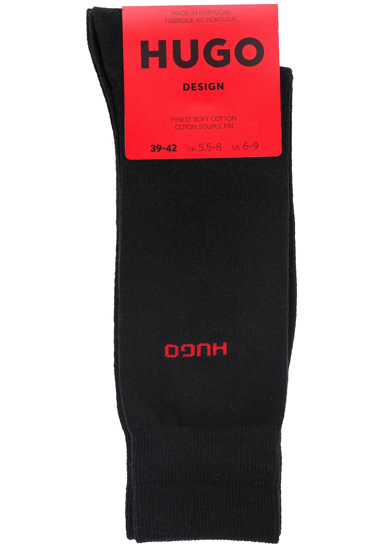 HUGO Businesssocken 2P RS UNI CC (Packung, 2-Paar, 2er Pack) mit kontrastfarbenem HUGO Logo-Schriftzug