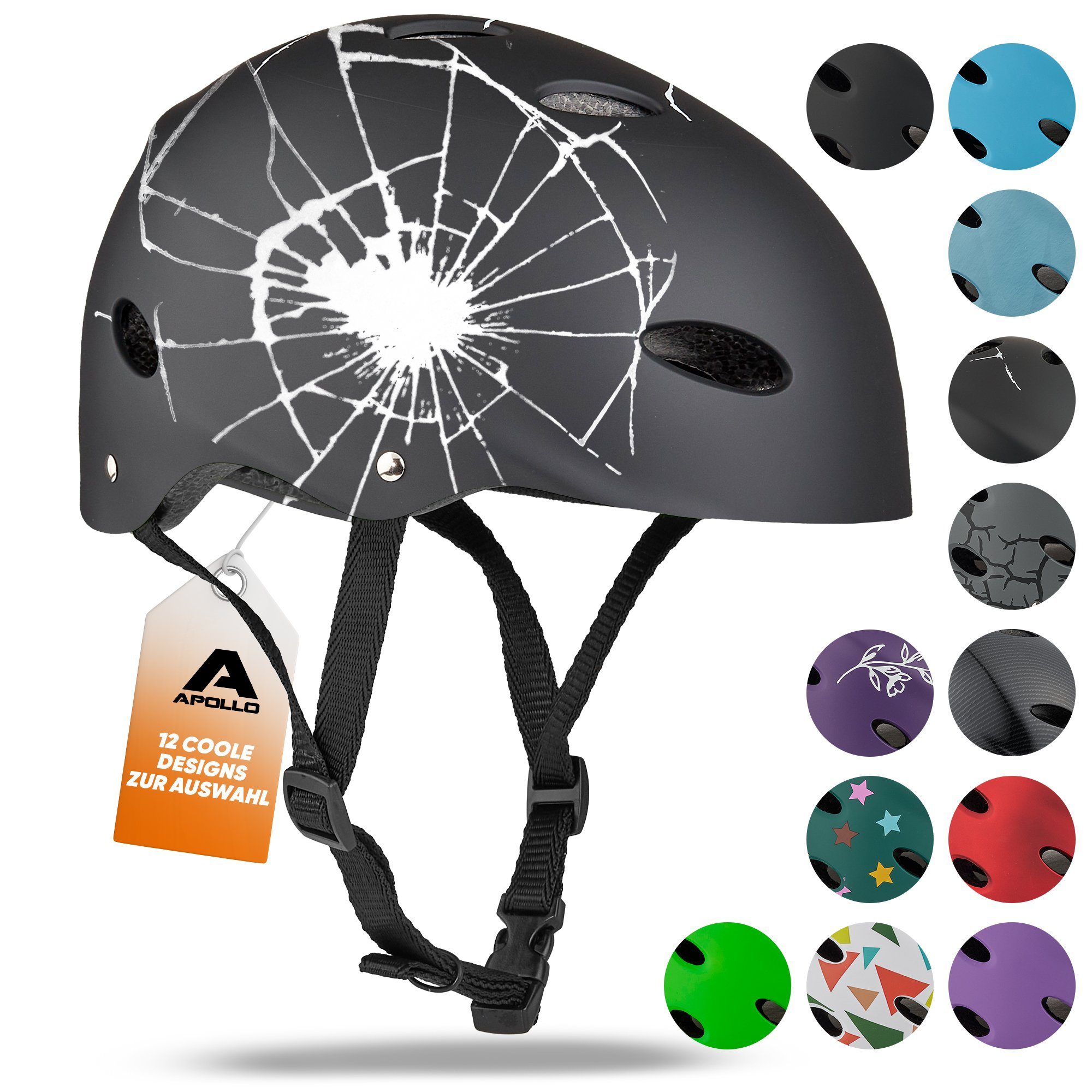 Apollo Kinderhelm Größenverstellbarer Schutzhelm Skatehelm mit, größenverstellbar