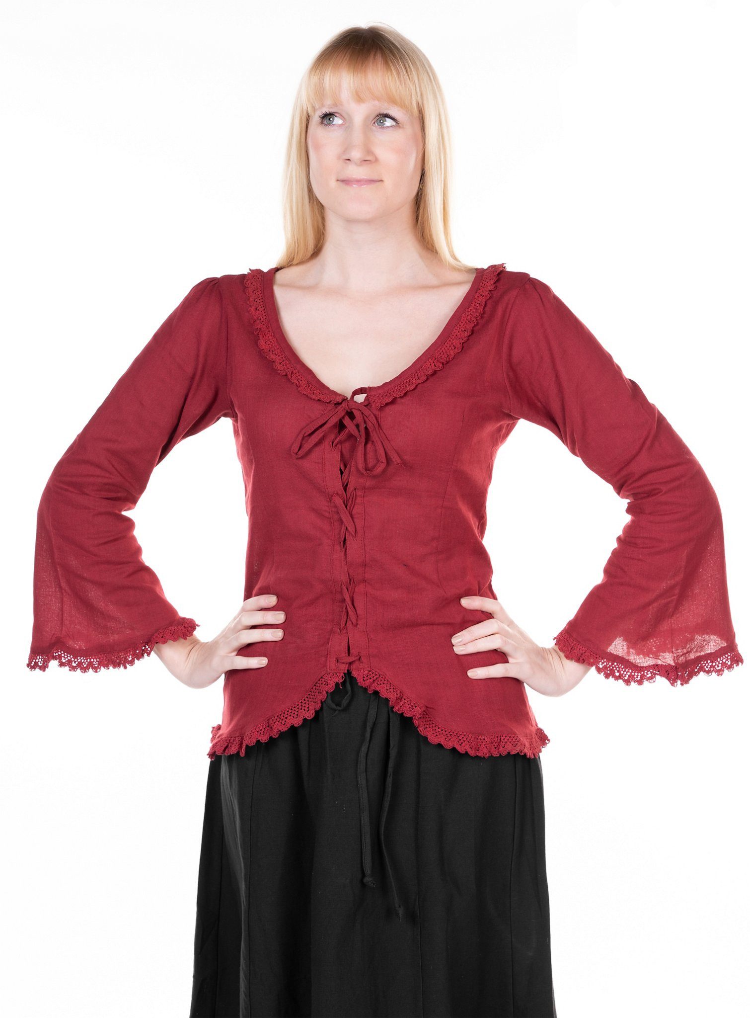 Metamorph Hexen-Kostüm Gothic Spitzenbluse rot, Hochwertige und authentische Mittelalterkleidung zu unschlagbar günst