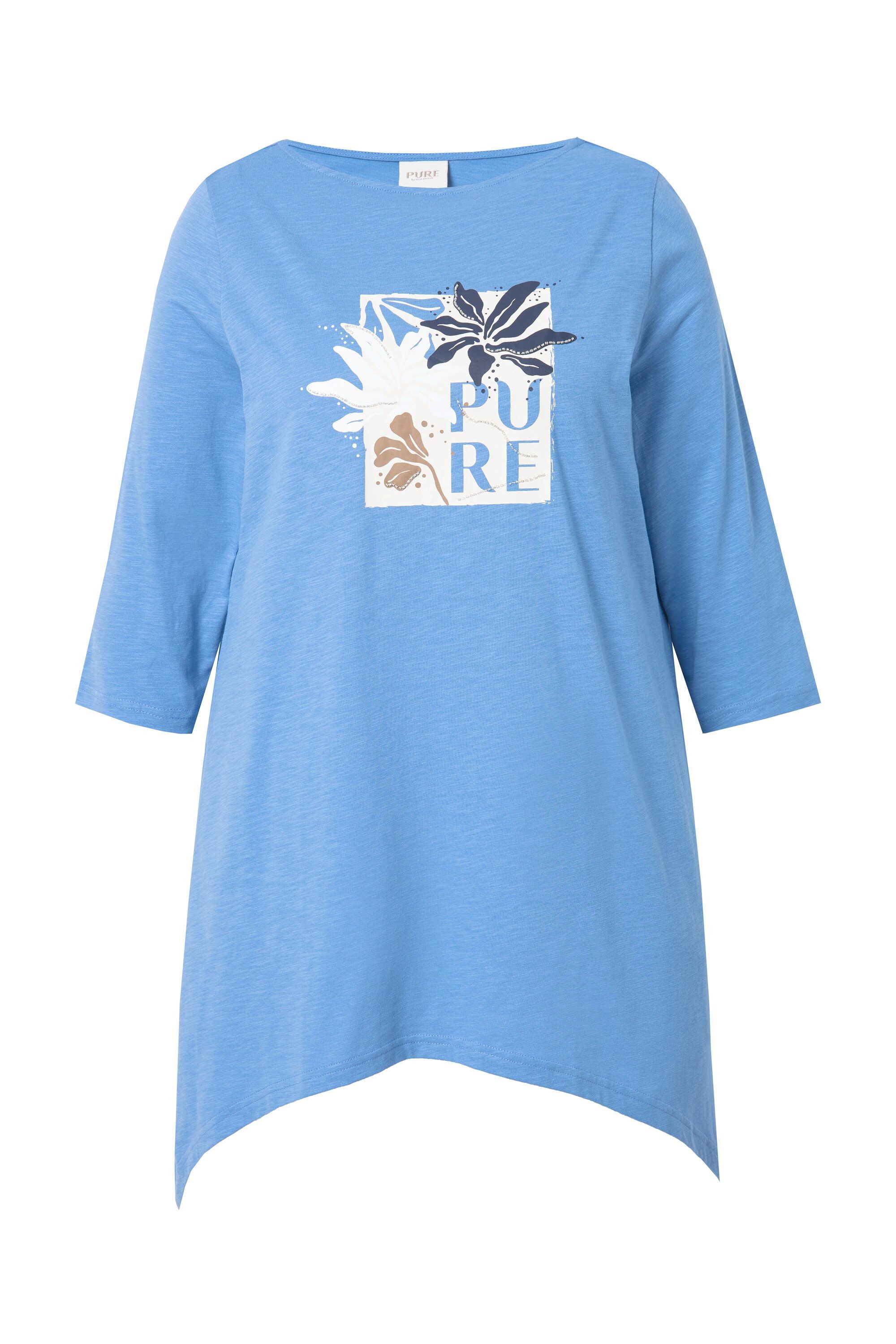 Ulla Popken Longshirt Shirt PURE U-Boot-Ausschnitt 3/4-Arm Biobaumwolle günstig online kaufen