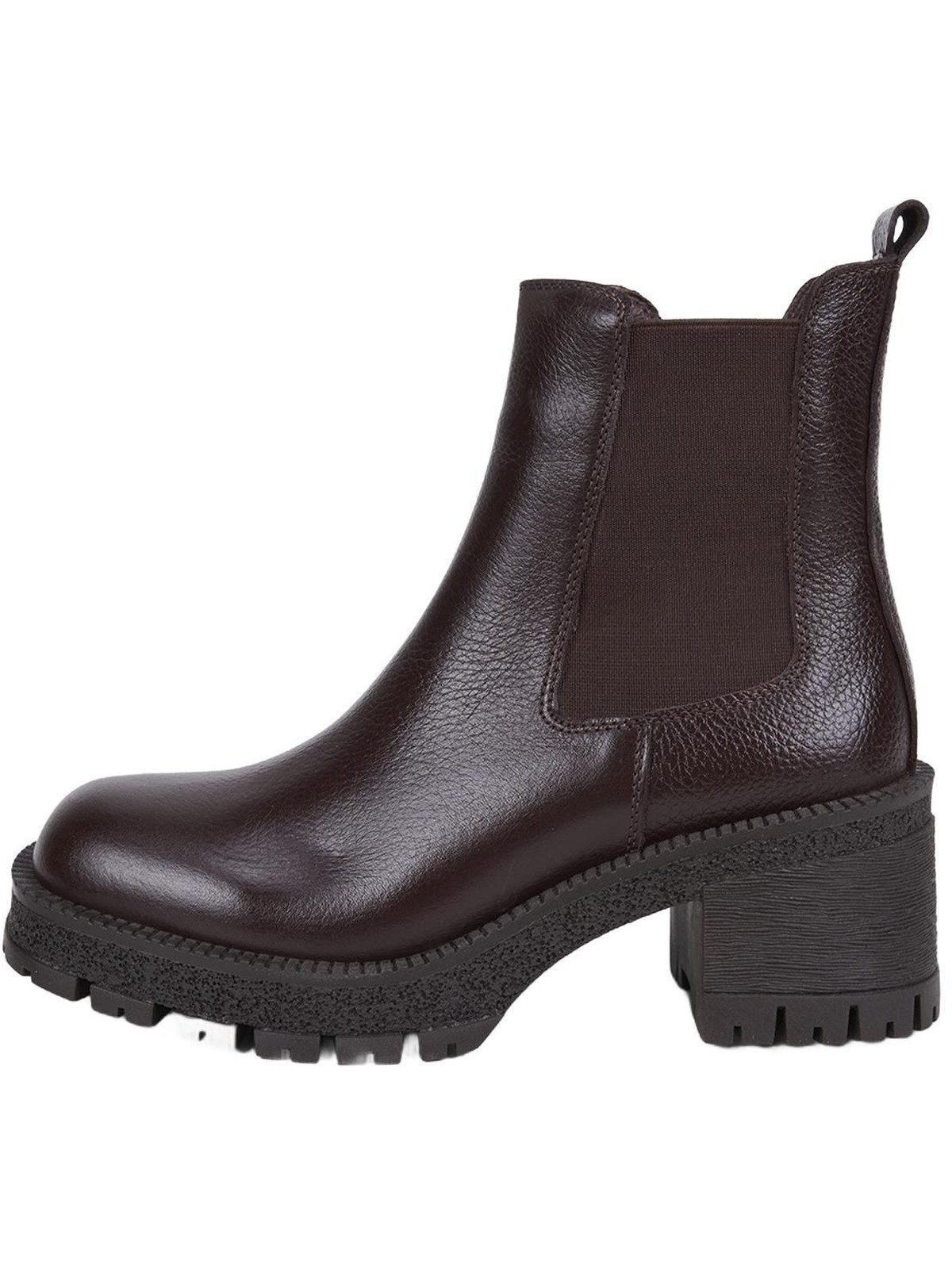 Desa DESA Damen-Stiefeletten aus braunem Leder mit runder Zehenpartie Stiefel