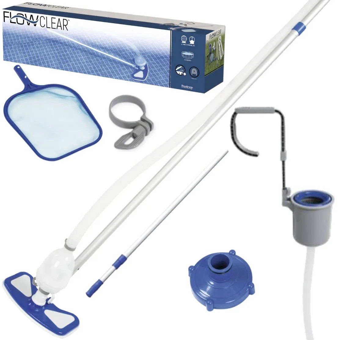 BESTWAY Pool-Reinigungsset Poolreiniger Reinigungsset, (Spar-Set, 1-St), 3in1-Set, korrosionsbeständig, einfache Montage