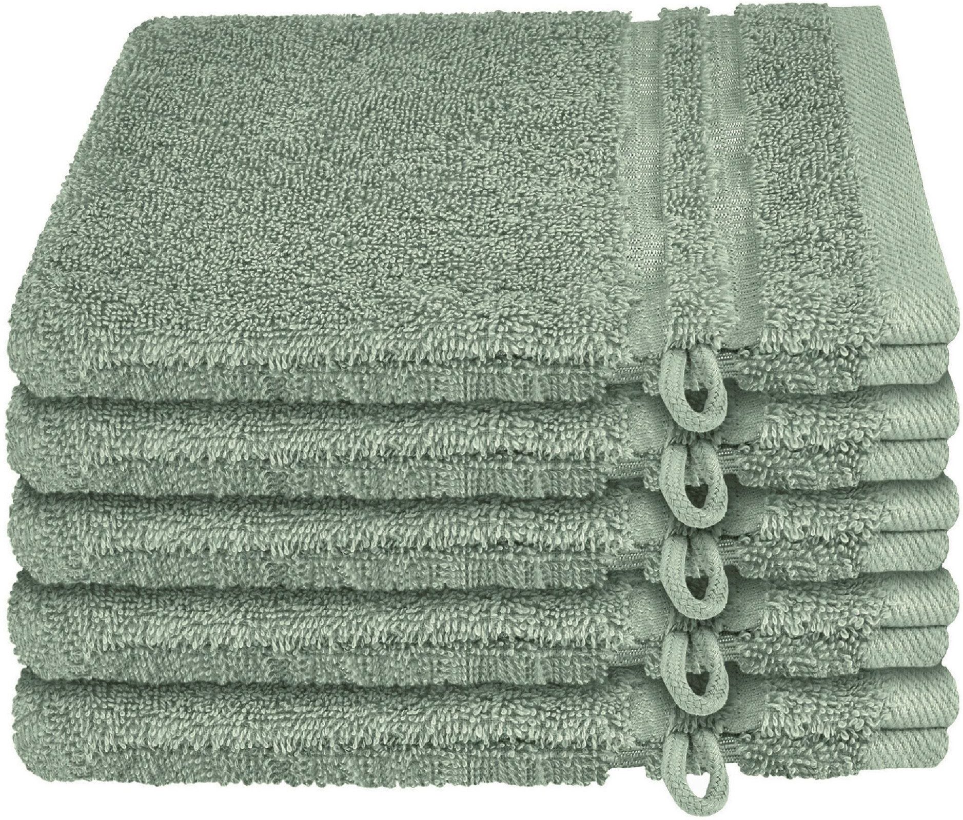 Schiesser Waschhandschuh Milano Waschhandschuh-Set aus weicher Baumwolle in Frottier-Qualität, (5-St), mit Webbordüre