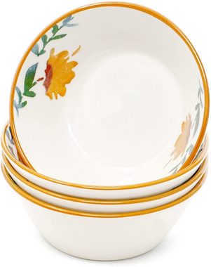 Lashuma Müslischale Blütenfest, Keramik, (Set, 4-tlg), Salatschüsseln Set Ø 14 cm, Servierschalen rund