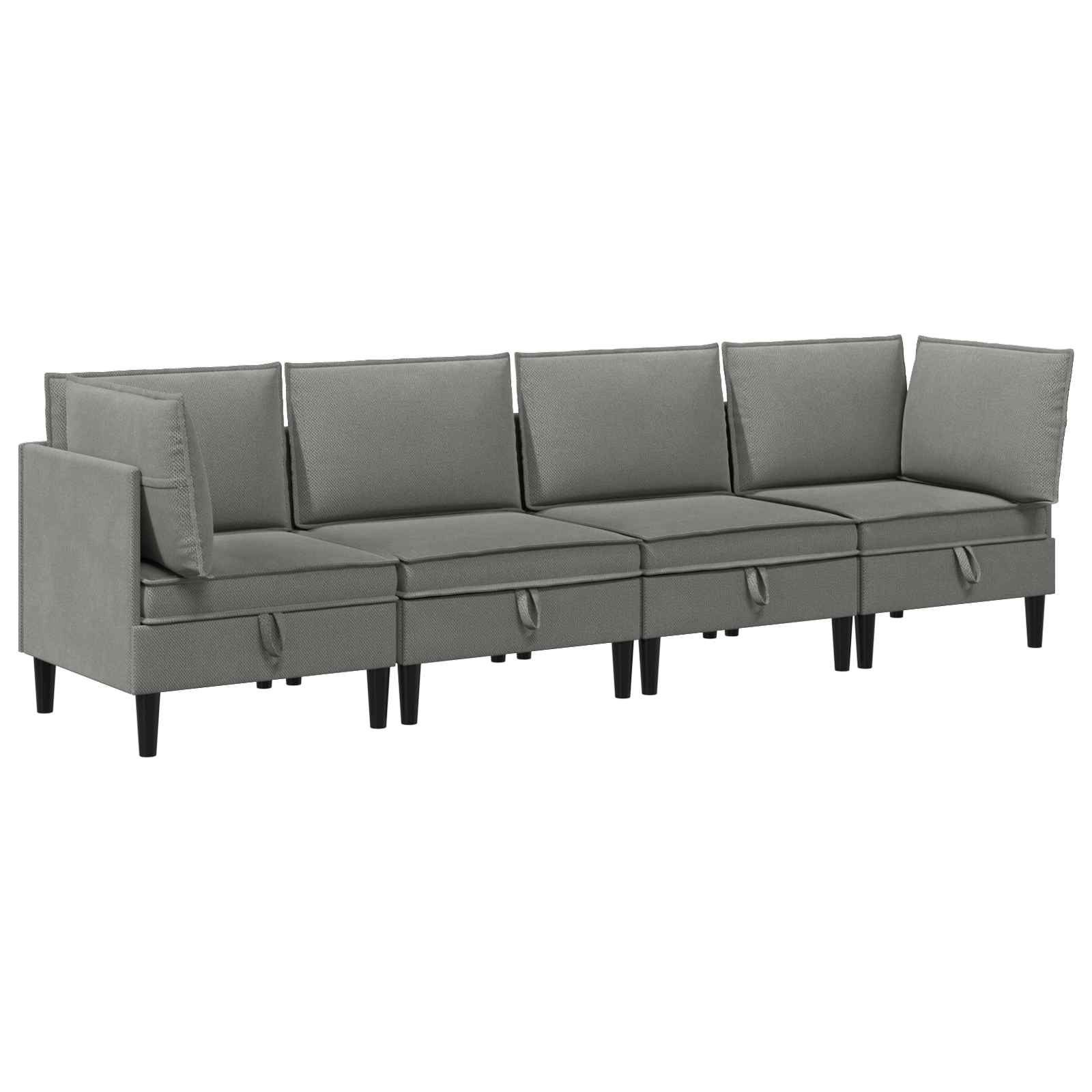 vidaXL Sofa Wohnzimmergarnitur 4 stk. Dunkelgrau Stoff, 4 Teile