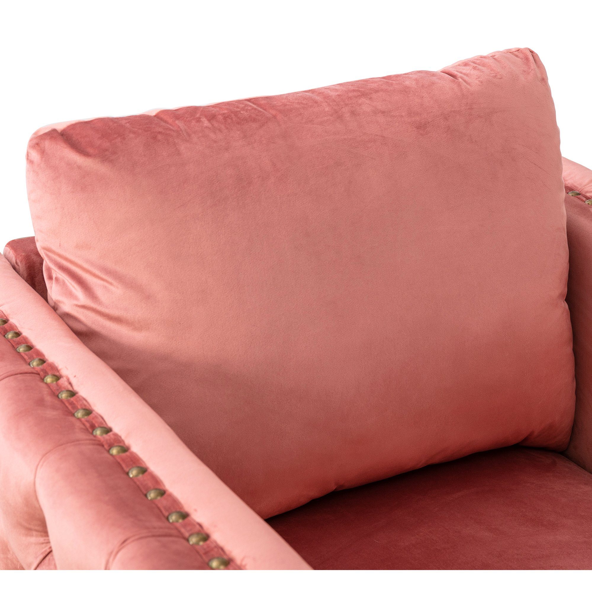 Sessel, Fernsehsessel mit edler Knopfheftung und gepolstertem Sitzkissen, goldenen Beinen, Relaxsessel mit Kissen