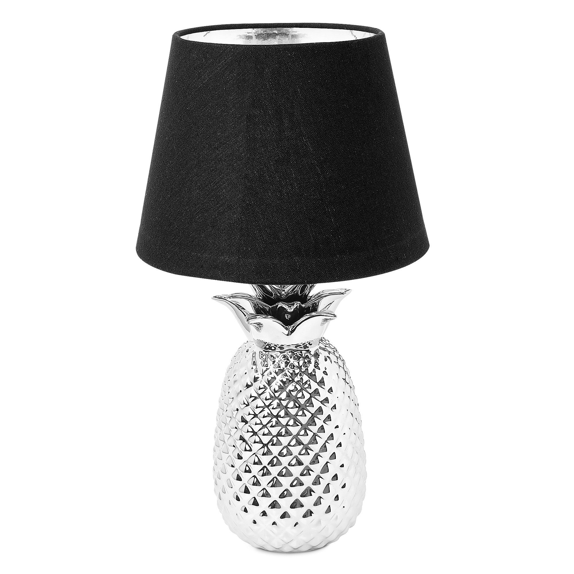 Navaris Tischleuchte Tischlampe Ananas Design - 40cm hoch - Dekolampe mit E27 Gewinde Silber