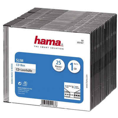 Hama CD-Hülle CD Leerhülle Slim, 25er Pack, Transparent, Schwarz, Hülle, Schutzcase
