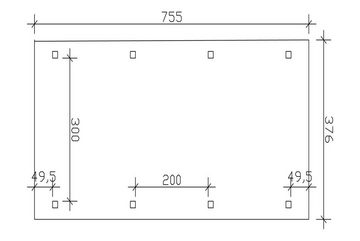 Skanholz Einzelcarport Franken, BxT: 376x755 cm, 220 cm Einfahrtshöhe