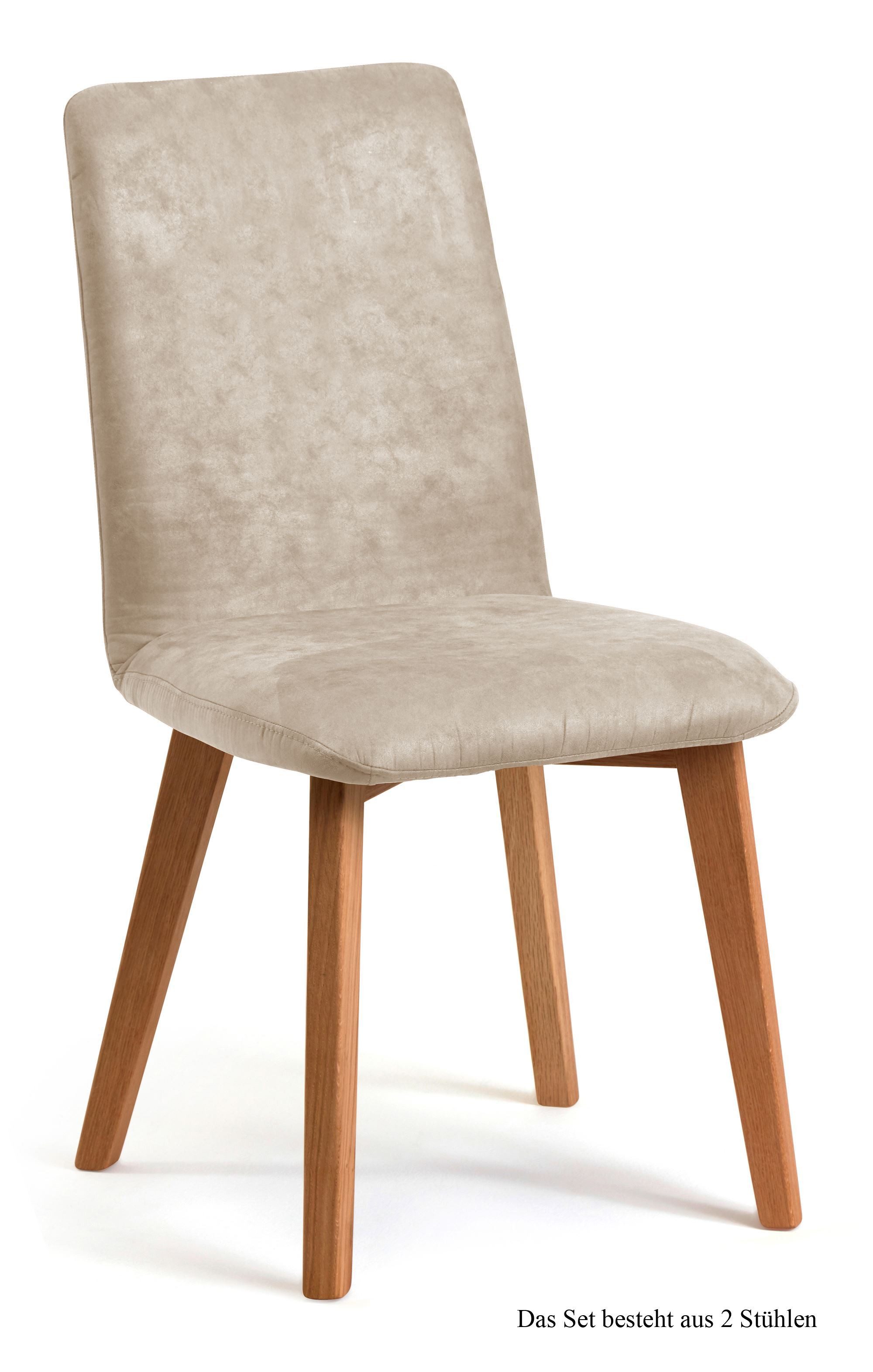58 aufm Kessel Esszimmerstuhl Küchenstuhl (2er-Set) Darci 47x92x60 Eiche geölt/Rosewood (Lieferung bis Verwendungsstelle, 2 St), Stabiles Gestell aus Massivholz pflegeleichter Bezug aus Microfaser