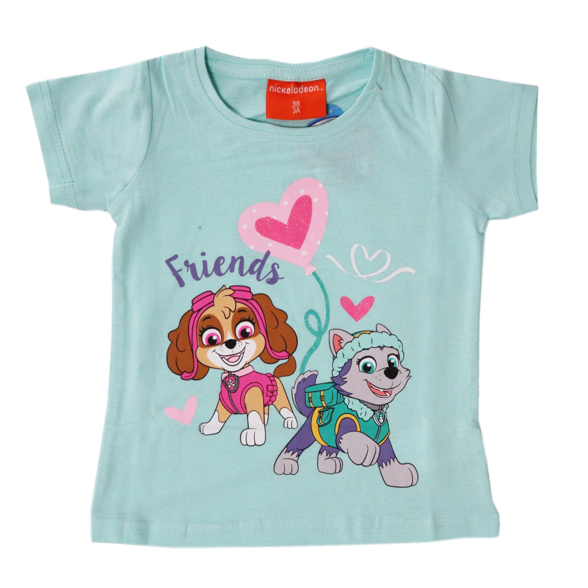 128, T-Shirt Skye PAW PATROL Everest bis Gr. Mädchen Baumwolle Hellblau 98 100% Print-Shirt Kinder