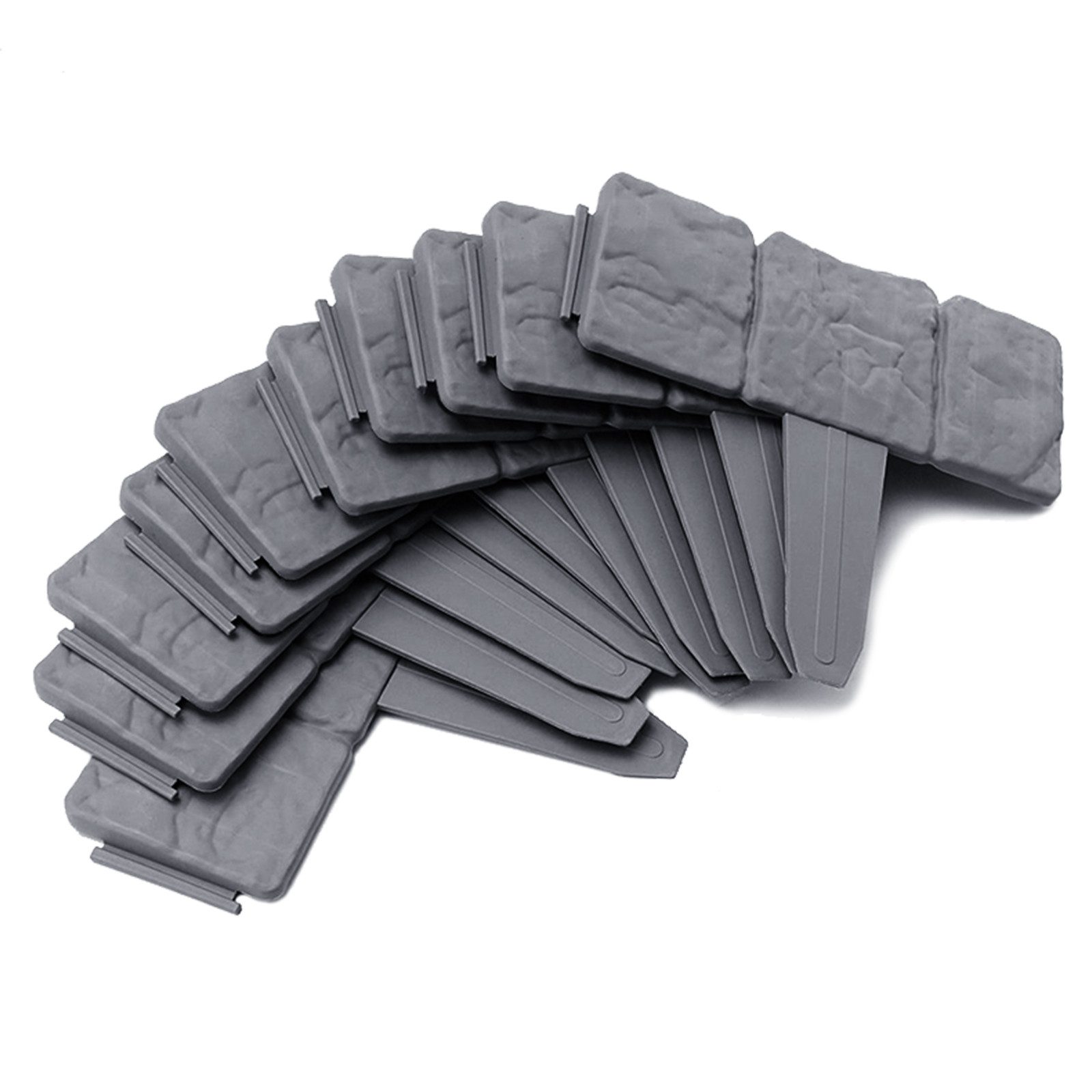 FIVMEN Beetumrandung Rasenkante Kunststoff Steinoptik Palisade aus Polypropylen, Mähkante dekorativ für Garten, 1 Element BxHxT: 25x23x1cm