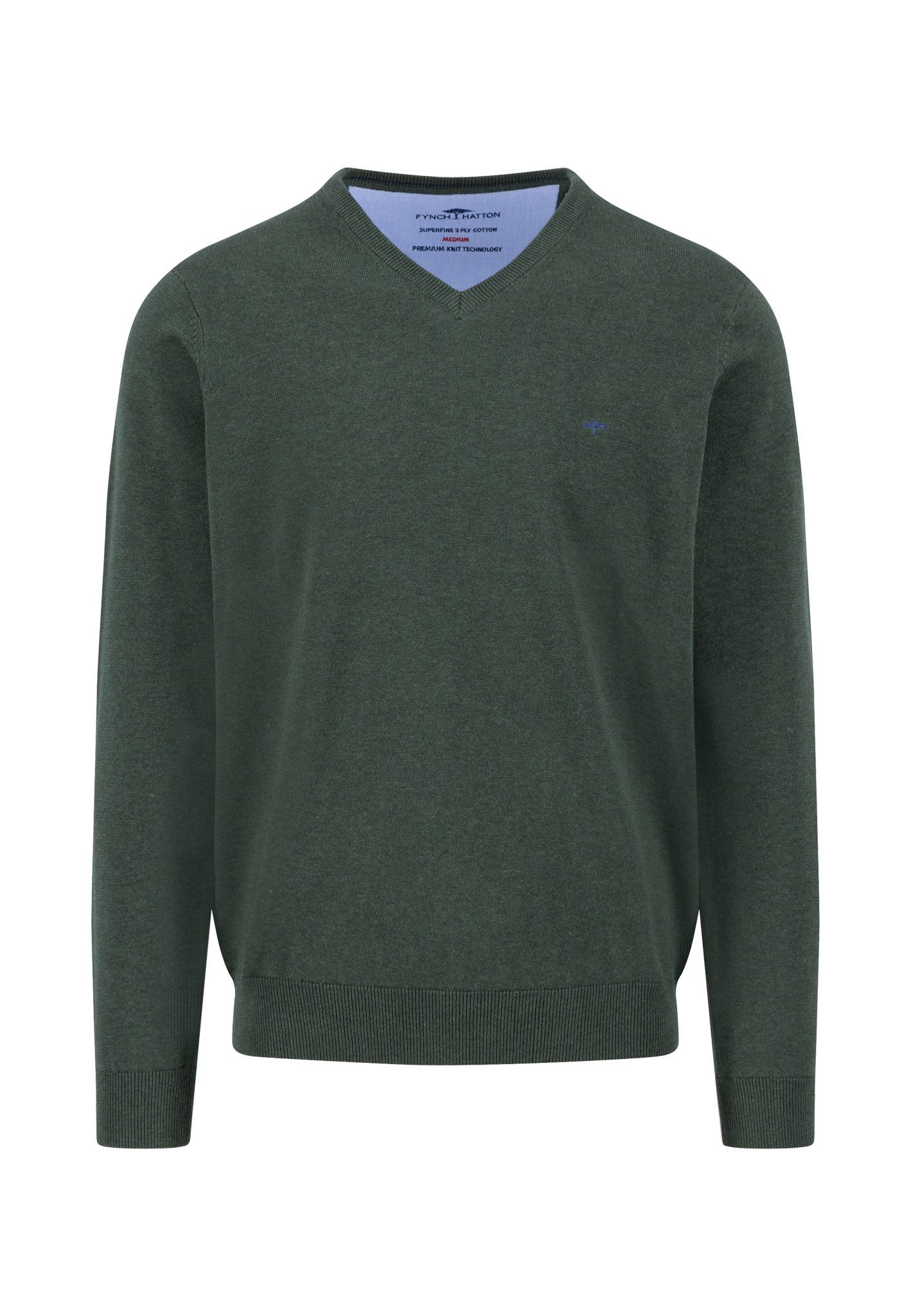 FYNCH-HATTON Strickpullover - Feinstrickpullover aus Baumwolle mit V-Aussch günstig online kaufen