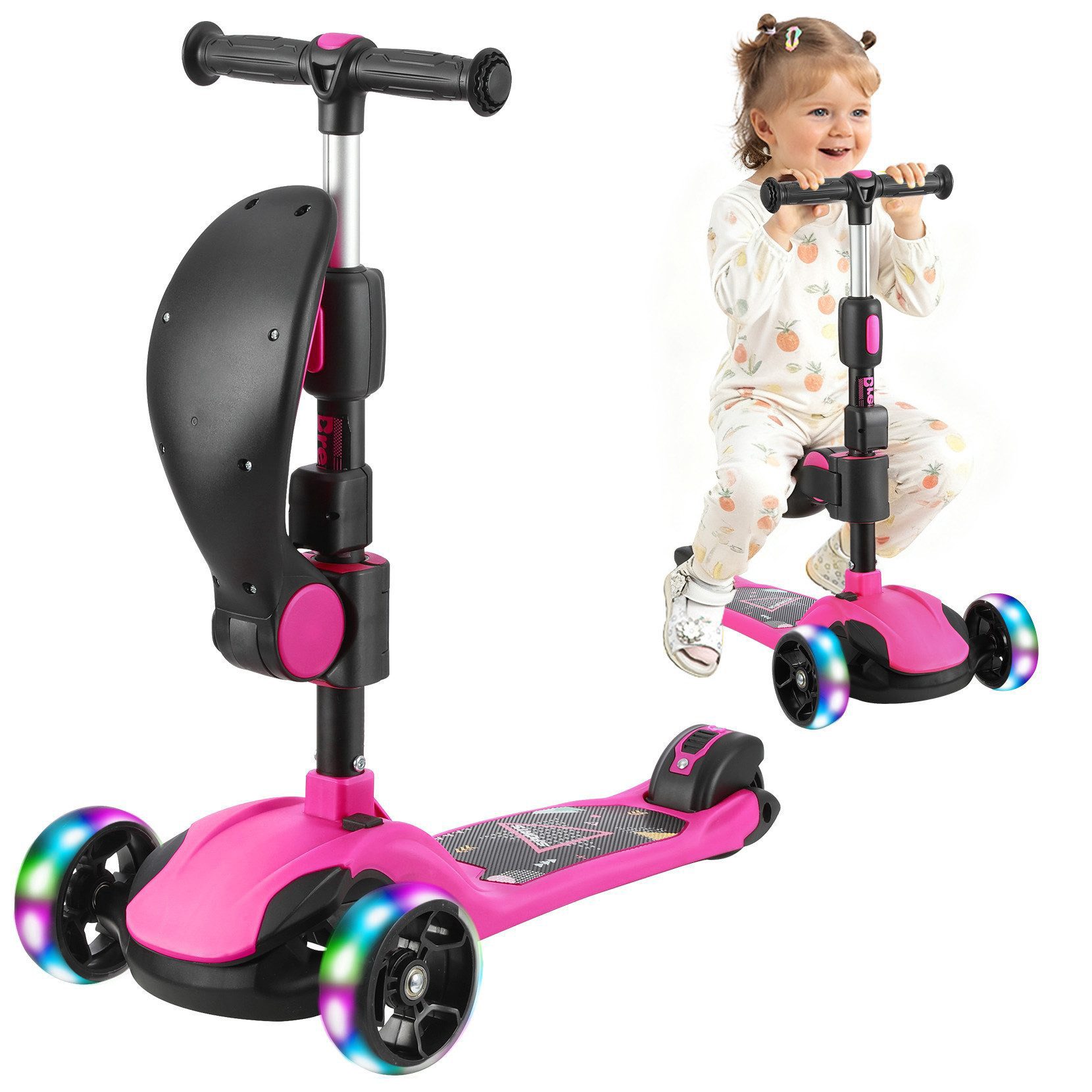 BremToy Dreiradscooter Kinderroller Tretroller Faltbarer Scooter 1-14 Jahre