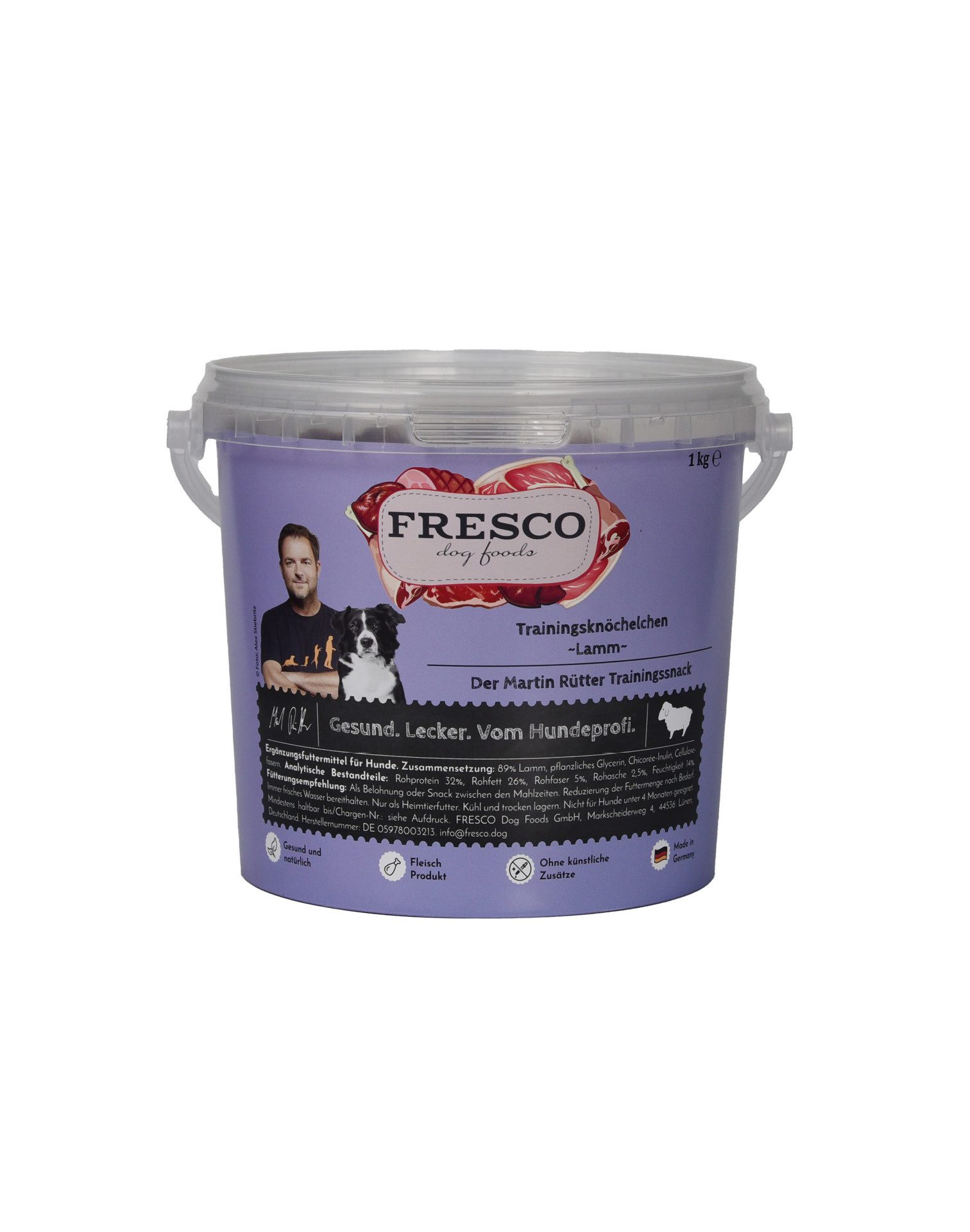 Fresco Dog Martin Rütter Trainingsknöchelchen Lamm 1kg, gesunde Hunde Leckerli, Snack für: Hunde, Hypoallergen, getreidefrei & zuckerfrei