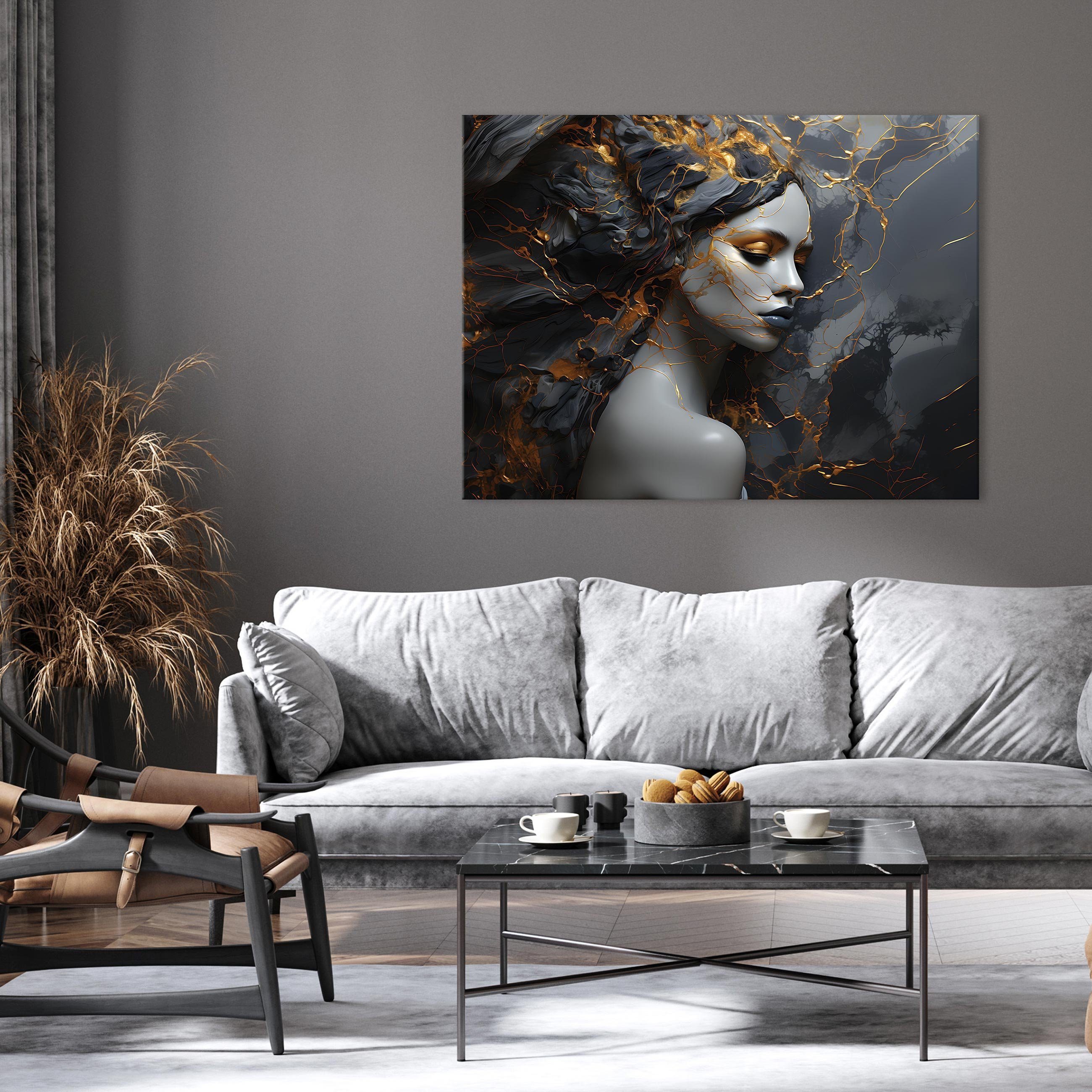 Wallarena Leinwandbild Frau Abstrakt Marmor Schwarz Modern Bilder XXL Wandb günstig online kaufen