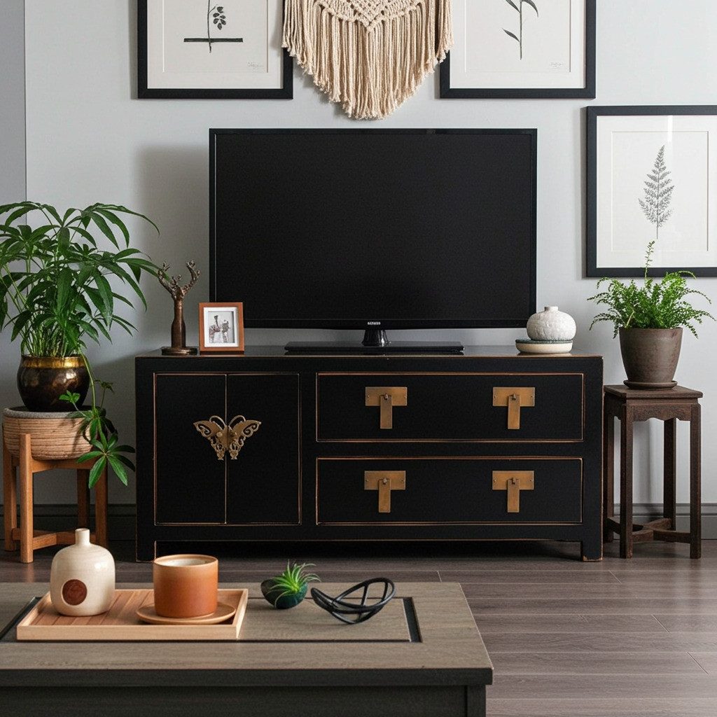 OPIUM OUTLET Kommode Schrank Lowboard Sideboard TV-Kommode Fernsehschrank (Hochzeitsschrank, Asia Möbel komplett montiert), asiatisch chinesisch orientalisch vintage Landhaus-Stil