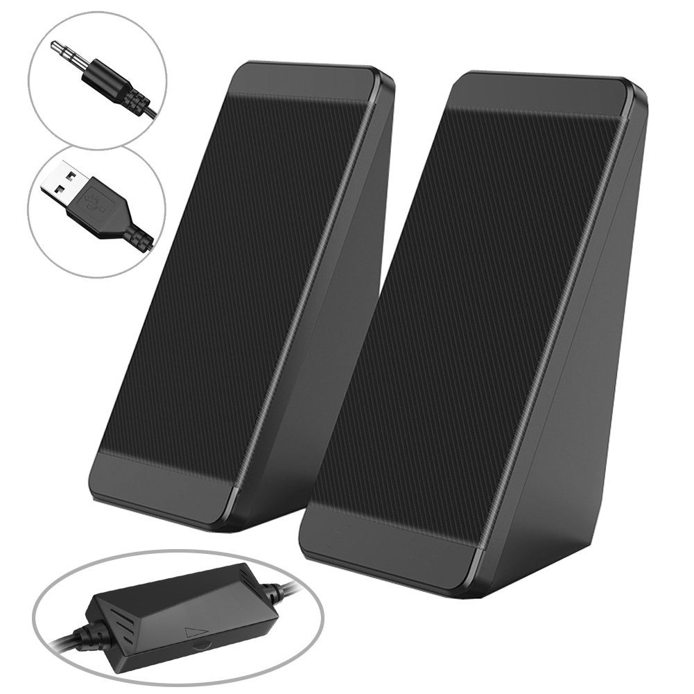 Bolwins G69C tragbar PC Lautsprecher boxen über 3.5mm für PC Laptop Notebook PC-Lautsprecher 2,0 (kabelgebunden, 6 W, Plug & Play, USB-Stromversorgung, Lautstärkeregelung)