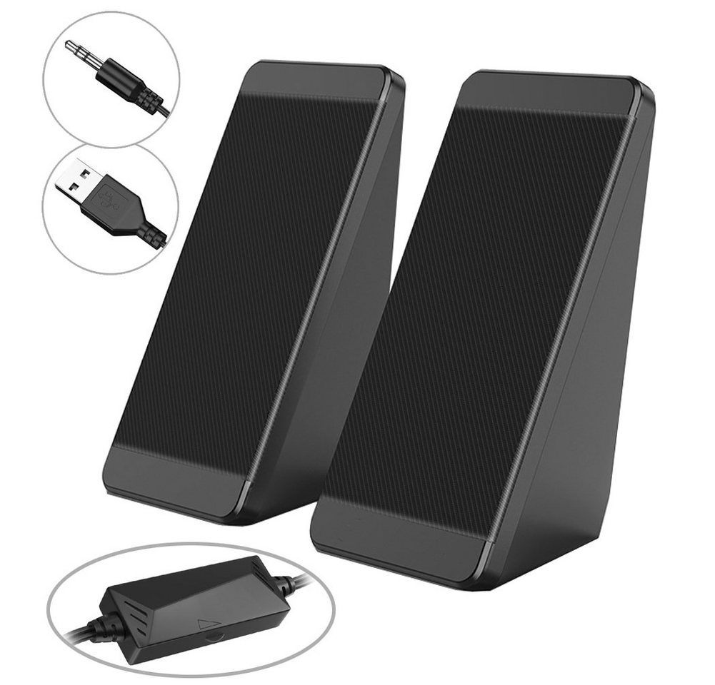 Bolwins G69C tragbar PC Lautsprecher boxen über 3.5mm für PC Laptop Notebook PC-Lautsprecher 2,0 (kabelgebunden, 6 W, Plug & Play, USB-Stromversorgung, Lautstärkeregelung)