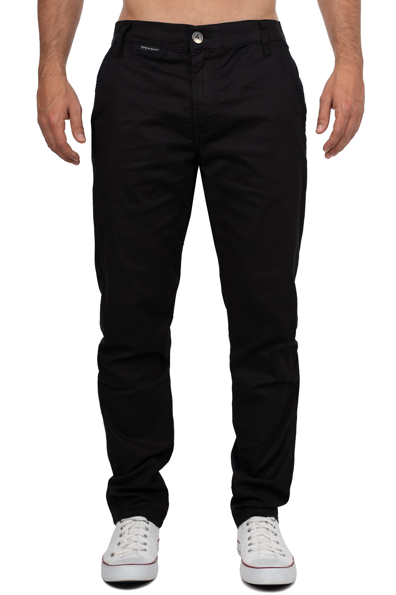 Cipo & Baxx Stoffhose Cipo & Baxx Herren Hose CD842 Kontrastierende rote Ziernähte als auffälliges Designelement