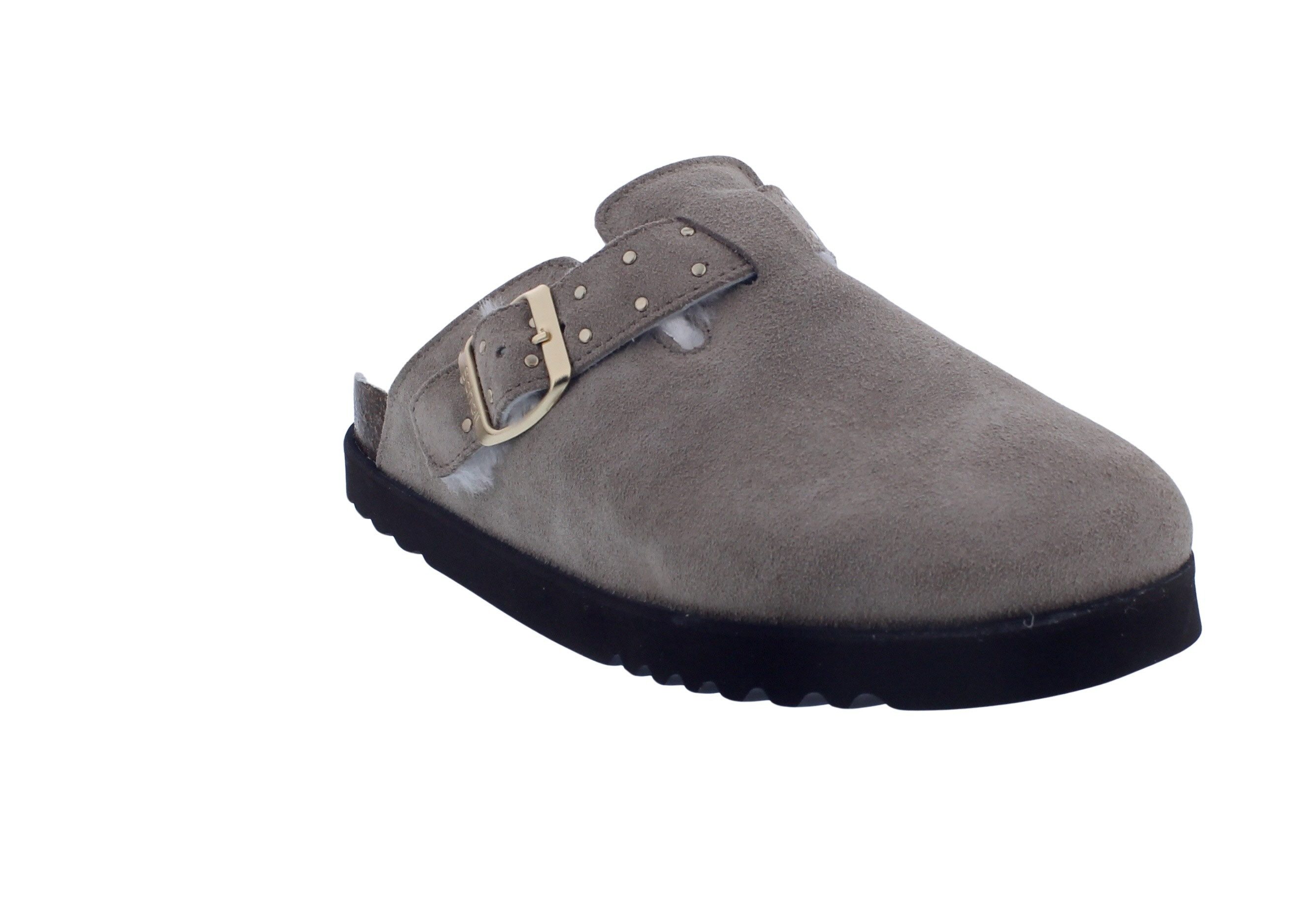 Scholl Scholl Benny Clog Dark Beige Suede + Fur - Veloursleder mit Fell Clog