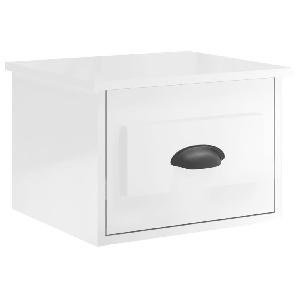 vidaXL Nachttisch Wand-Nachttisch Hochglanz-Weiß 41,5x36x28 cm (1-St)