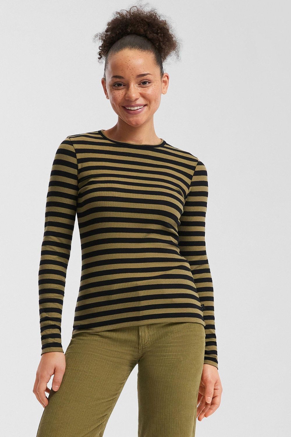 QS Langarmshirt, Sommershirt, geringelt, Ripp-Ware günstig online kaufen