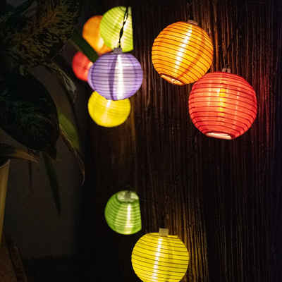 etc-shop Gartenleuchte, LED-Leuchtmittel fest verbaut, Lichterkette Solarlampe LED Solarleuchte Erdspieß 10x Lampions