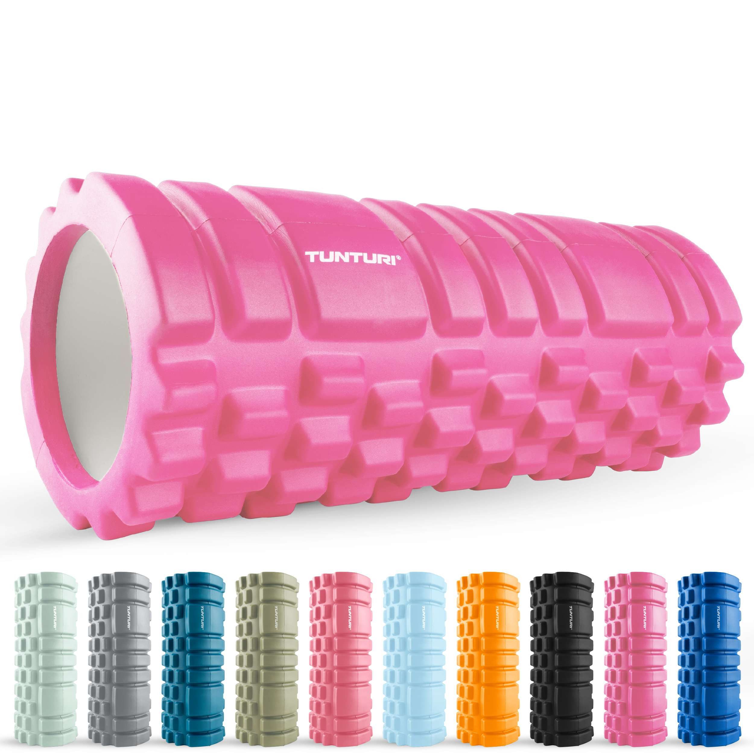 Tunturi Massageroller Yoga Grid Foam Roller - 33 cm lang in Rosa - Inkl. kostenlose Fitness-