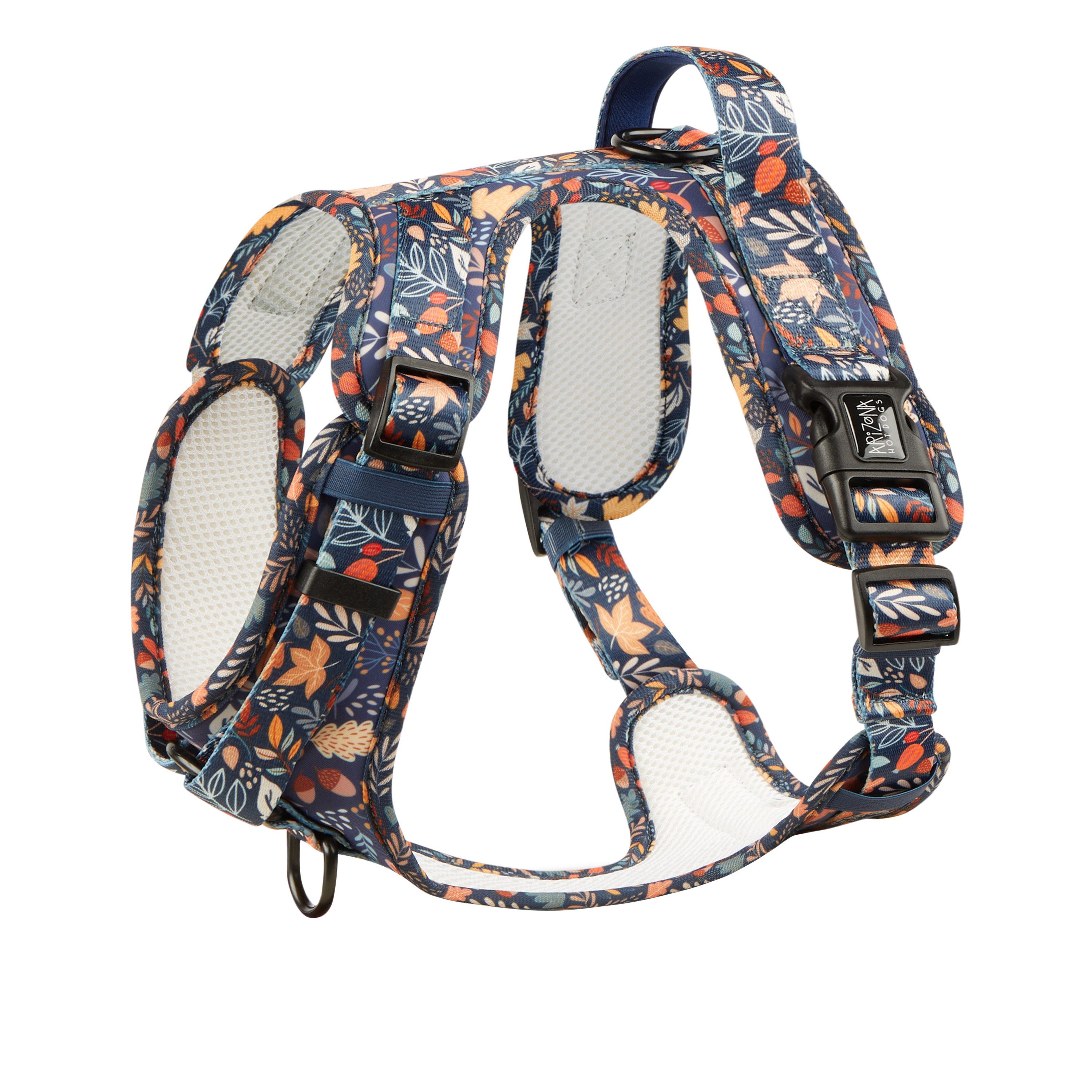 ARIZONA HOT DOGS Hunde-Geschirr Neopren Griffgeschirr Fall in Love, Buntes Blattmuster L