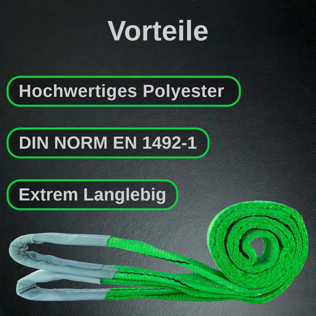 MCS CARGO SECURITY Zurrgurt Hebeschlinge, 2000kg, 2m, Hebegurt, Krangurt, grün (1-St)