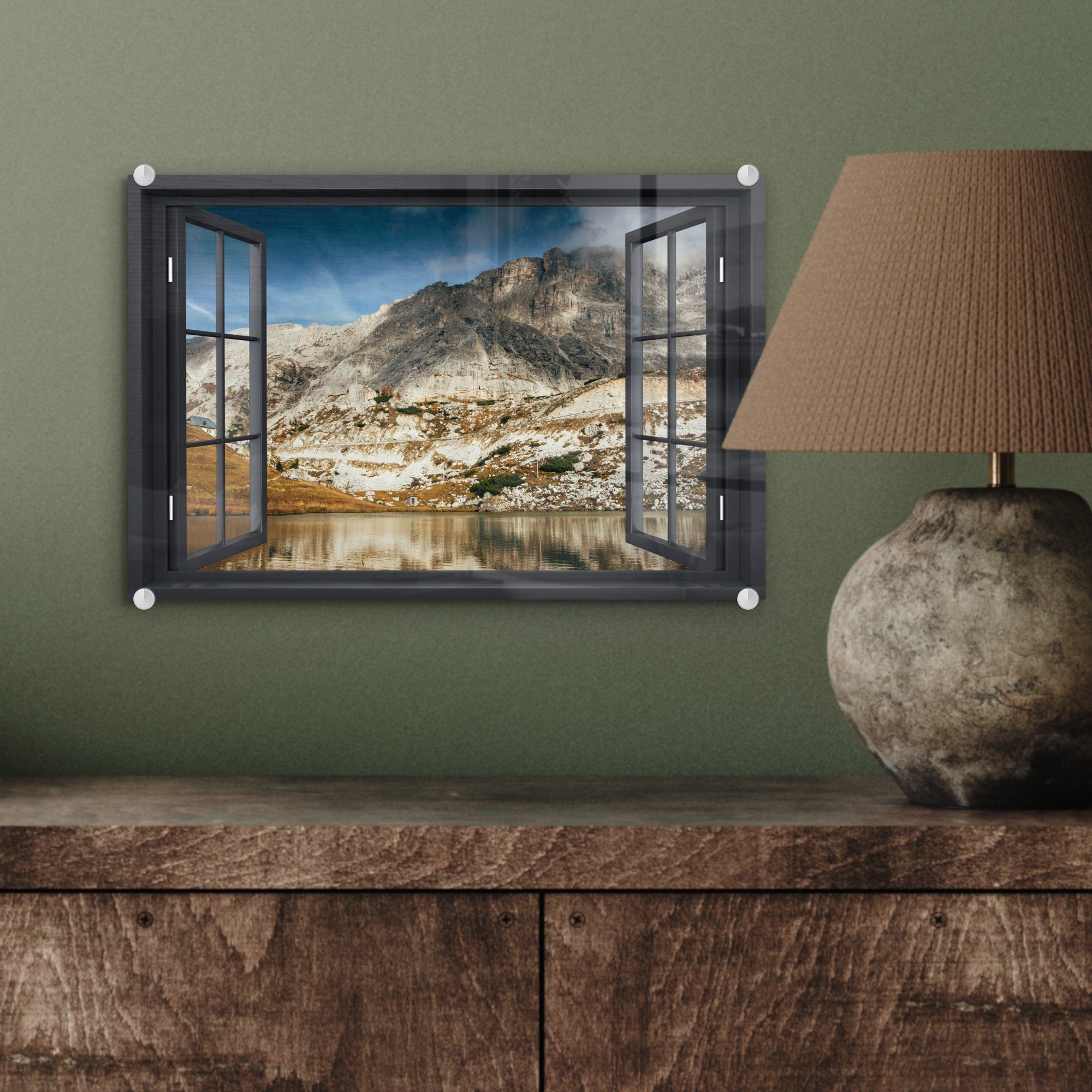 - Acrylglasbild - Wandbild (1 Glasbilder auf auf - Berg, See - Aussicht Glas Wanddekoration - Glas Bilder MuchoWow St), Foto