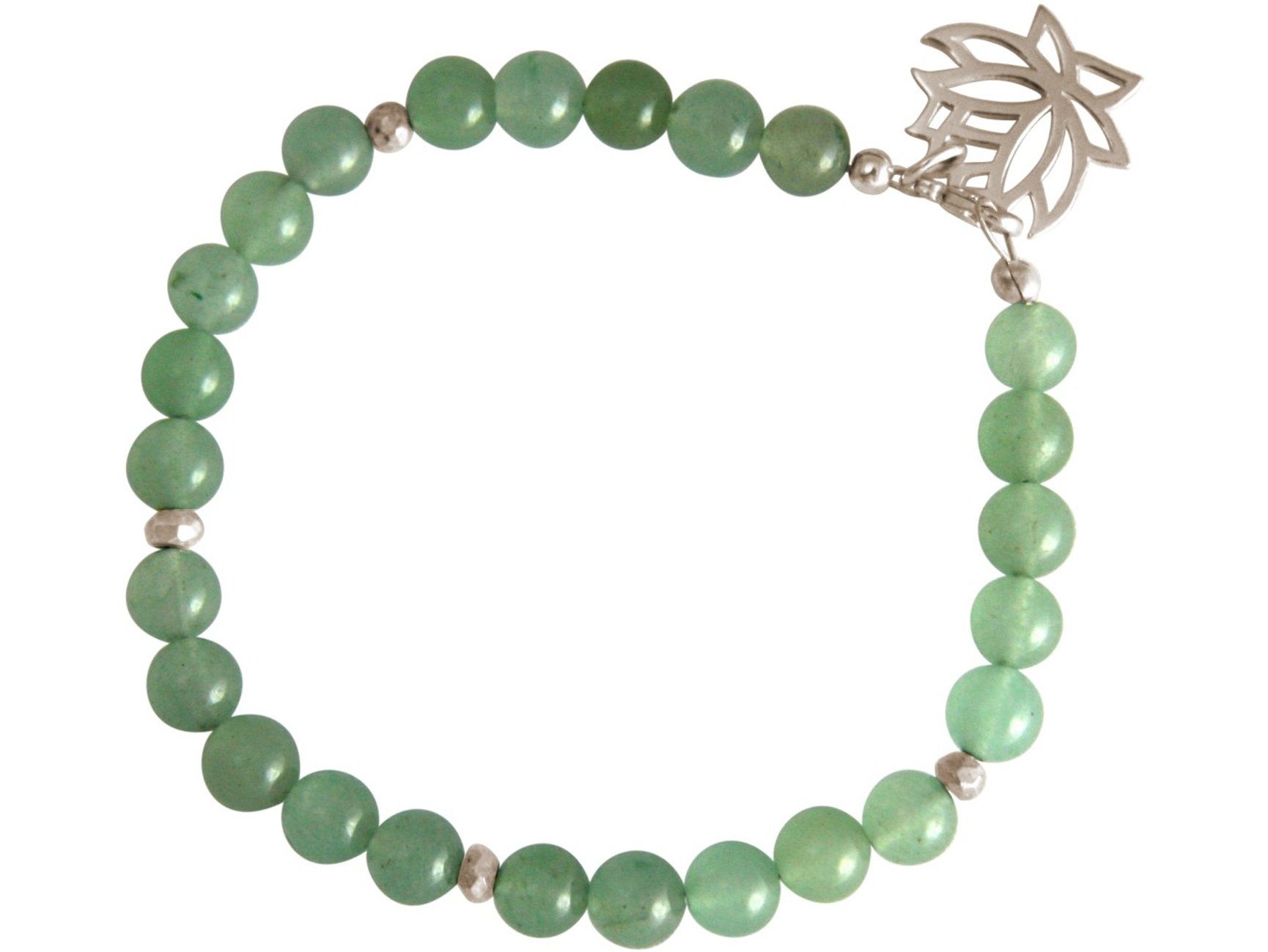 Damen Schmuck Gemshine Charm-Armband Lotusblume und grüner Jade, Made in Spain