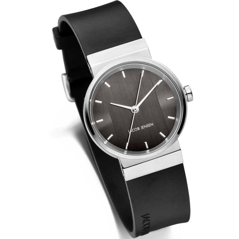 Jacob Jensen Quarzuhr JACOB JENSEN Damen Armbanduhr SHINY SERIES 748 grau D. 29 mm Datum
