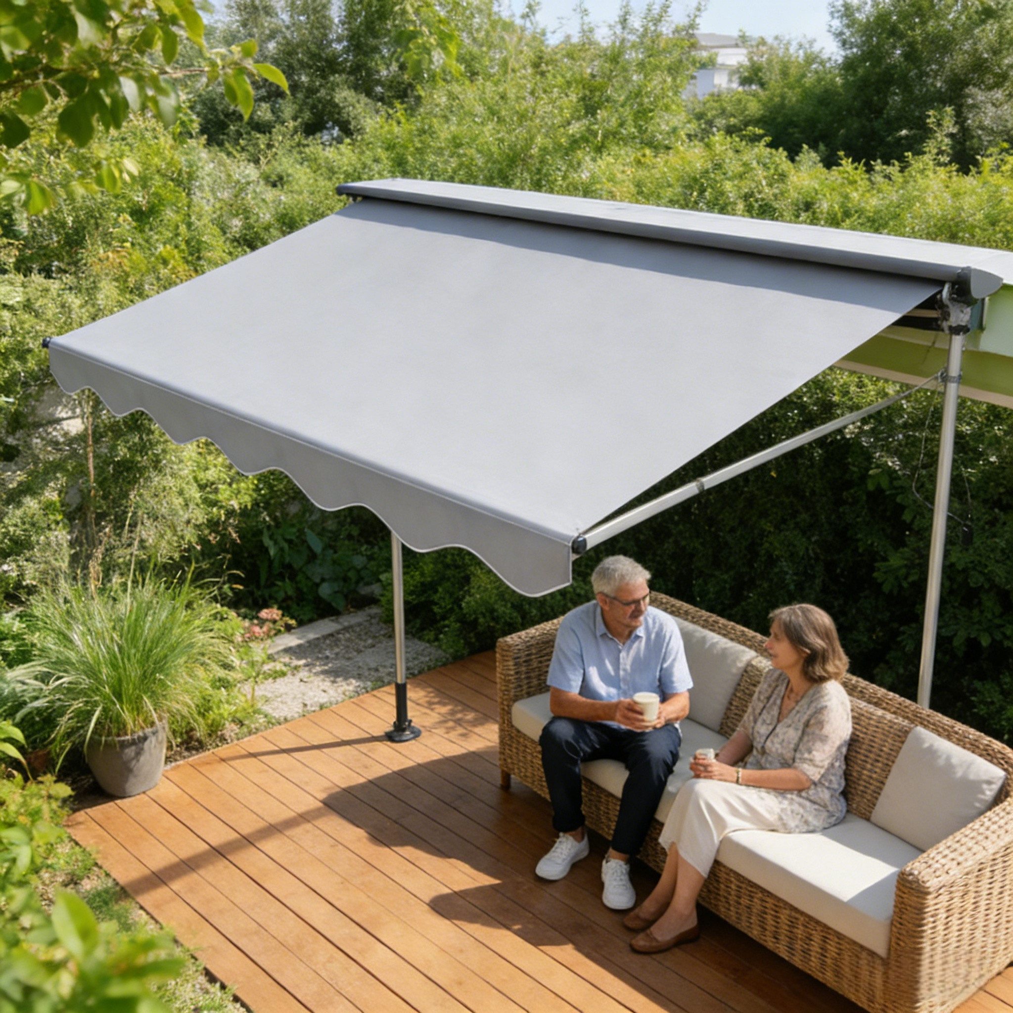 Ferghana Klemmmarkise Klemmmarkise Ohne Bohren, Balkonmarkise Höhenverstellbar (Sonnenschutz Wasserdicht UV-beständig, Sonnenmarkise für Terrasse Balkon Garten) Sichtschutz Markise