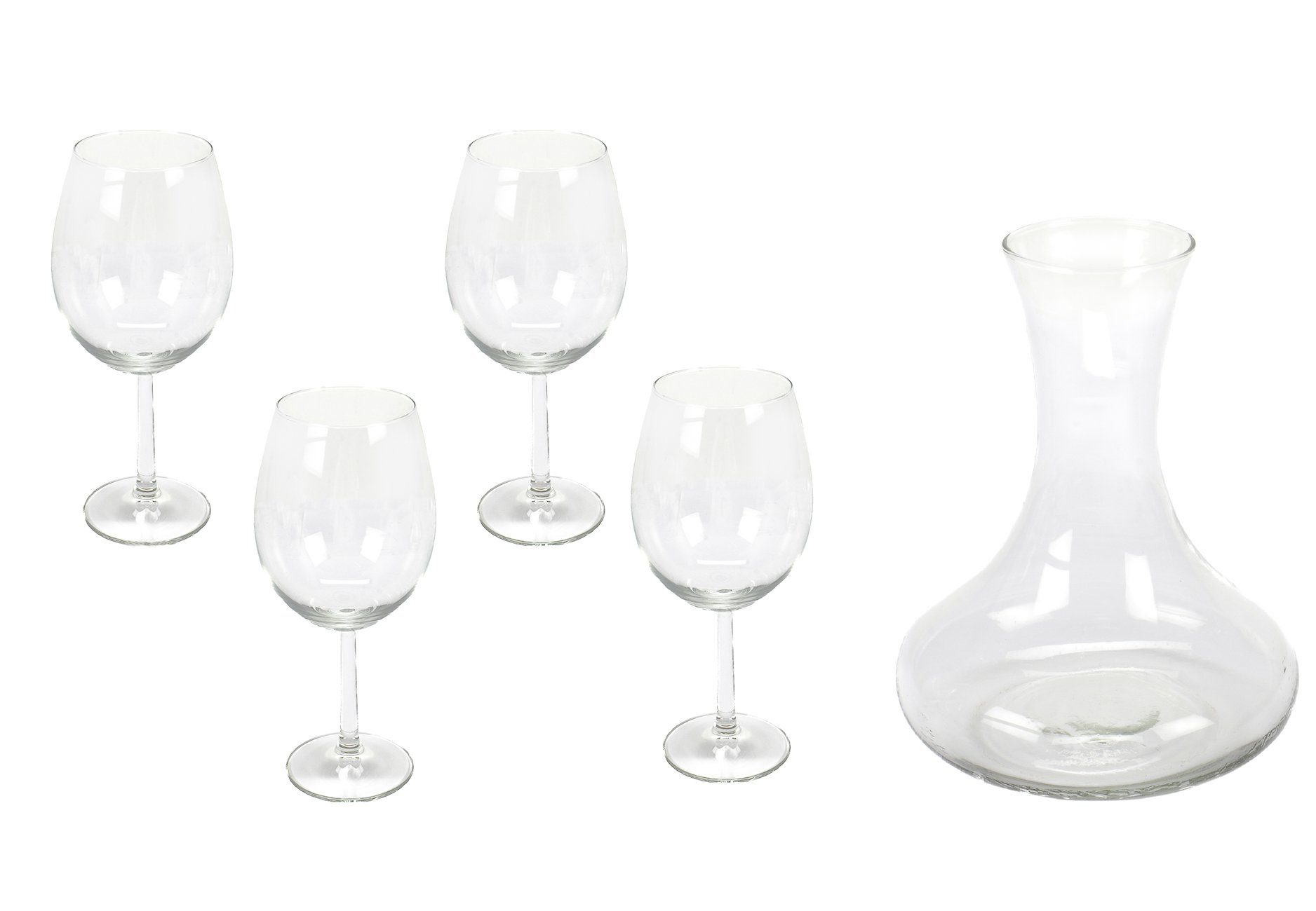 Bubble-Store Dekanter Weinkaraffe + 4 Rotweingläser, (Weindekanter Volumen Ca. 750 ml, Weinglas Ca. 570 ml), Rotwein Weindekanter, Weinkaraffe + 4 Weingläser