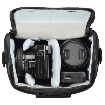 Hama Kameratasche Kamera-Tasche Trinidad 110 Foto-Tasche Universal Blau, Case Schultergurt Tragegriff Zubehör-Fächer Digitalkamera Systemkamera