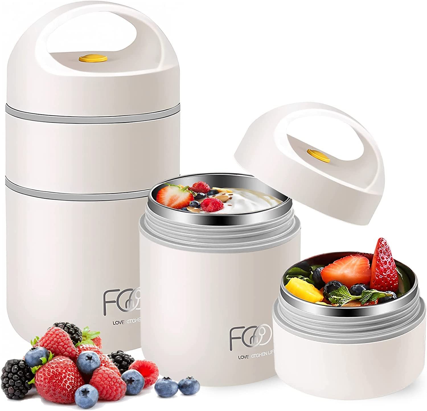 Minicloss Thermobehälter Edelstahl Thermobehälter für Essen 680ml, Edelstahl, Essensbehälter für unterwegs
