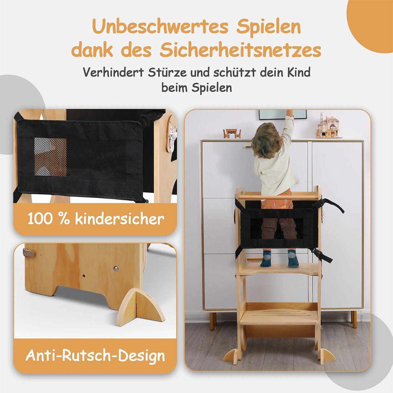 Olvy Stehhilfe Olvy Lernturm Für Kinder, 3 in 1 Montessori Lernturm