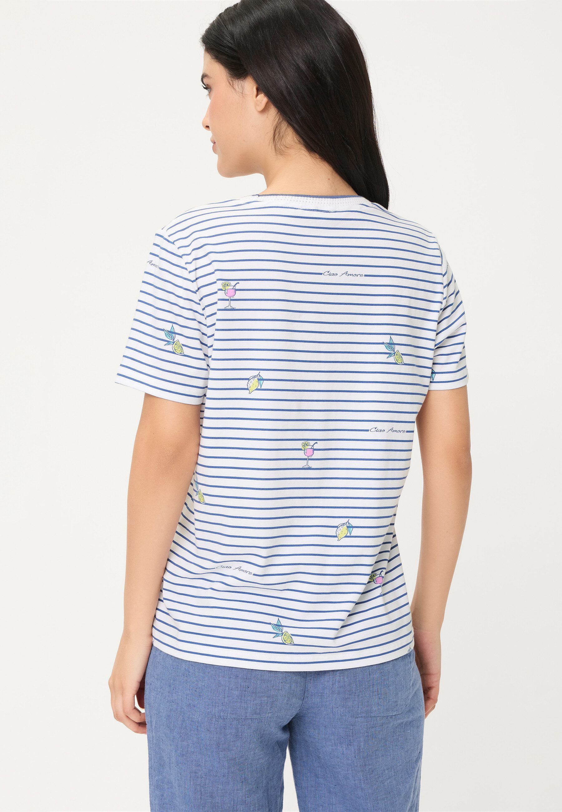 Olsen T-Shirt Shirt mit Streifen und Zierdetails
