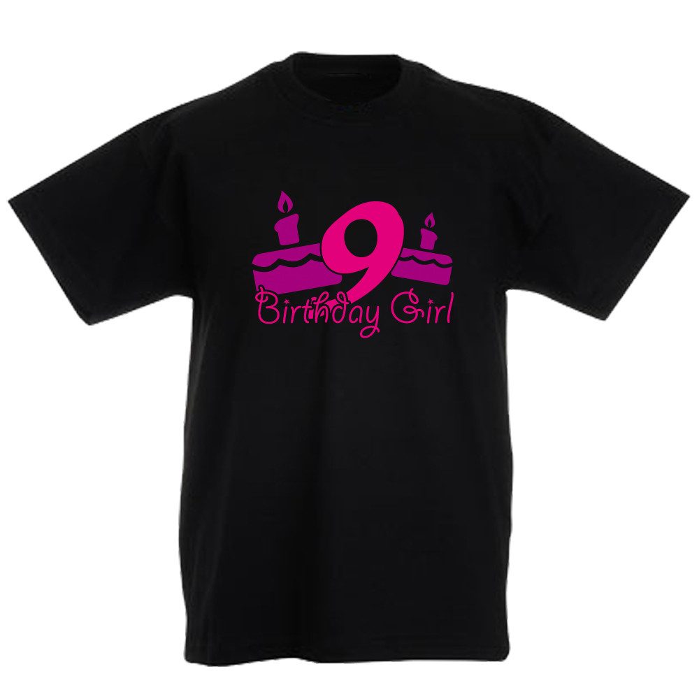 G-graphics T-Shirt 9 – Birthday girl Kinder T-Shirt mit Motiv zum Geburtstag