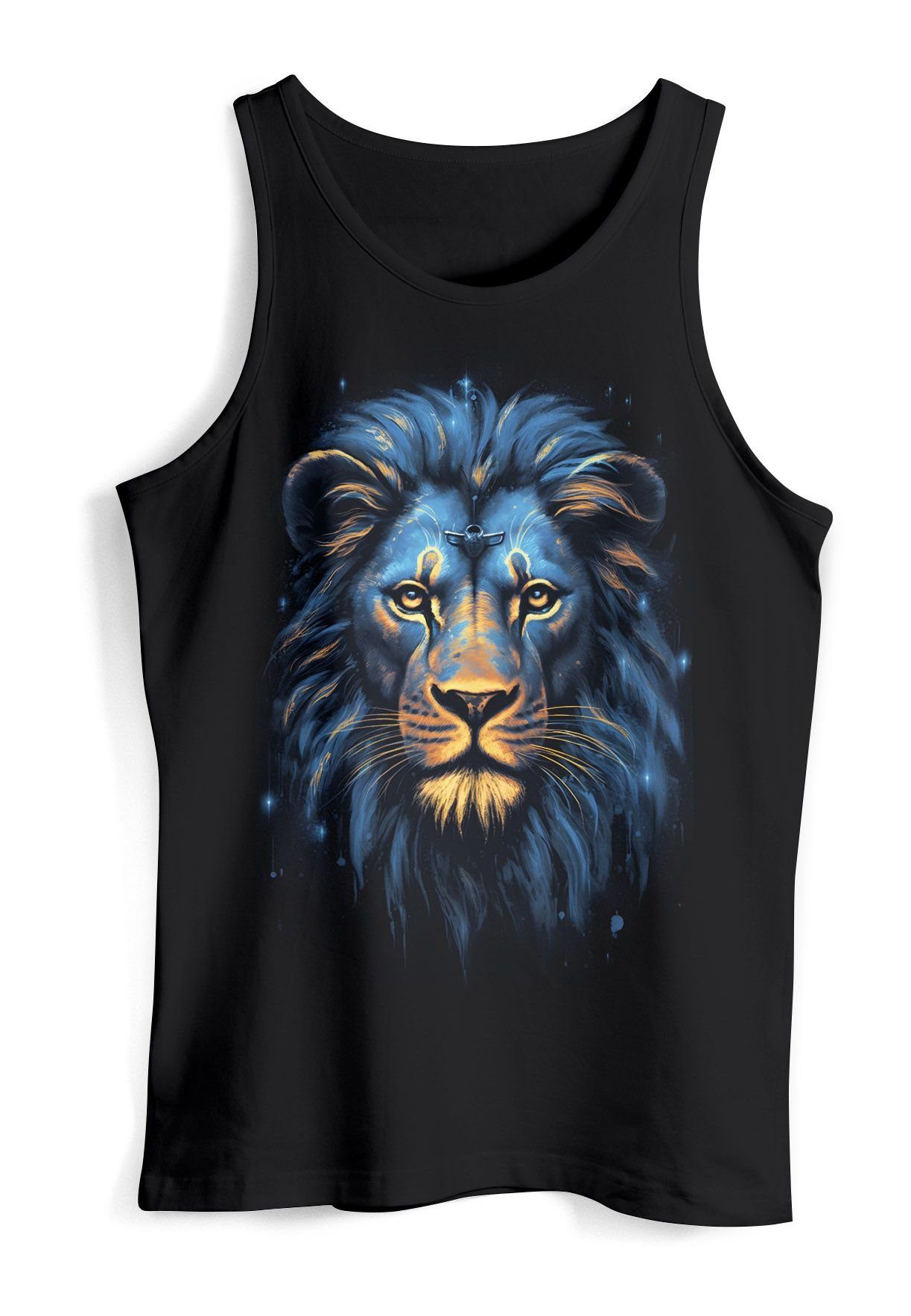 Neverless Tanktop Herren Tank-Top Löwe Lion Art-Print Kunst Illustration Aufdruck mit Print