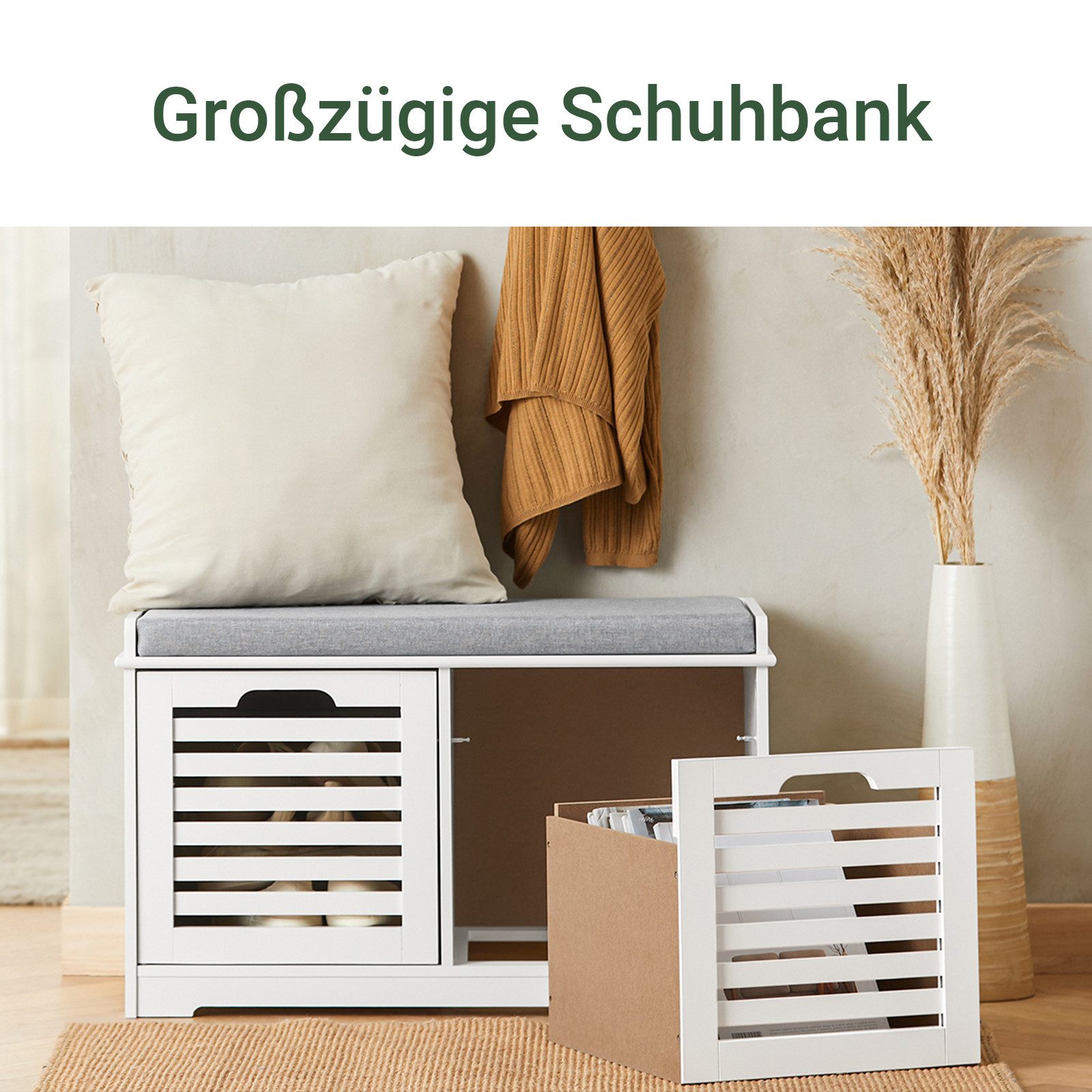 SoBuy Schuhbank FSR23, Sitzkommode mit 2 Körben Sitzbank mit Stauraum günstig online kaufen