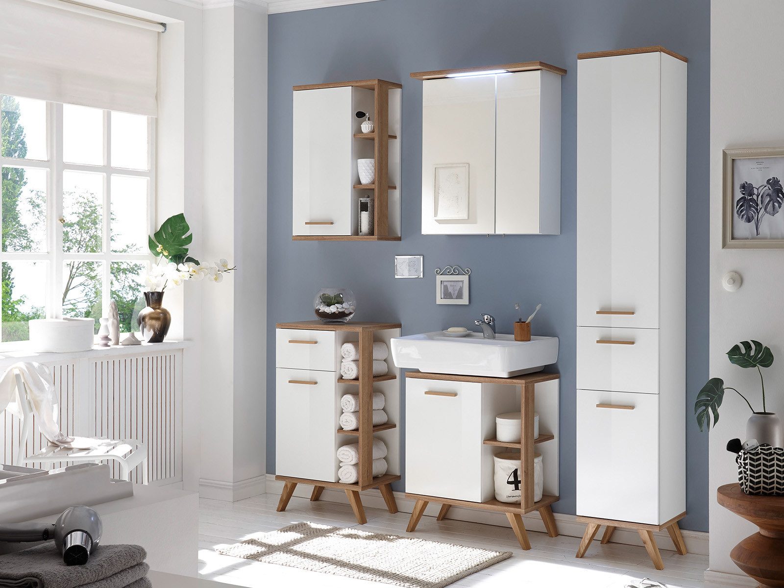 PELIPAL Badezimmer-Set 176,5 x 205 x 33 cm (B/H/T), (5-teilig, 5-St)