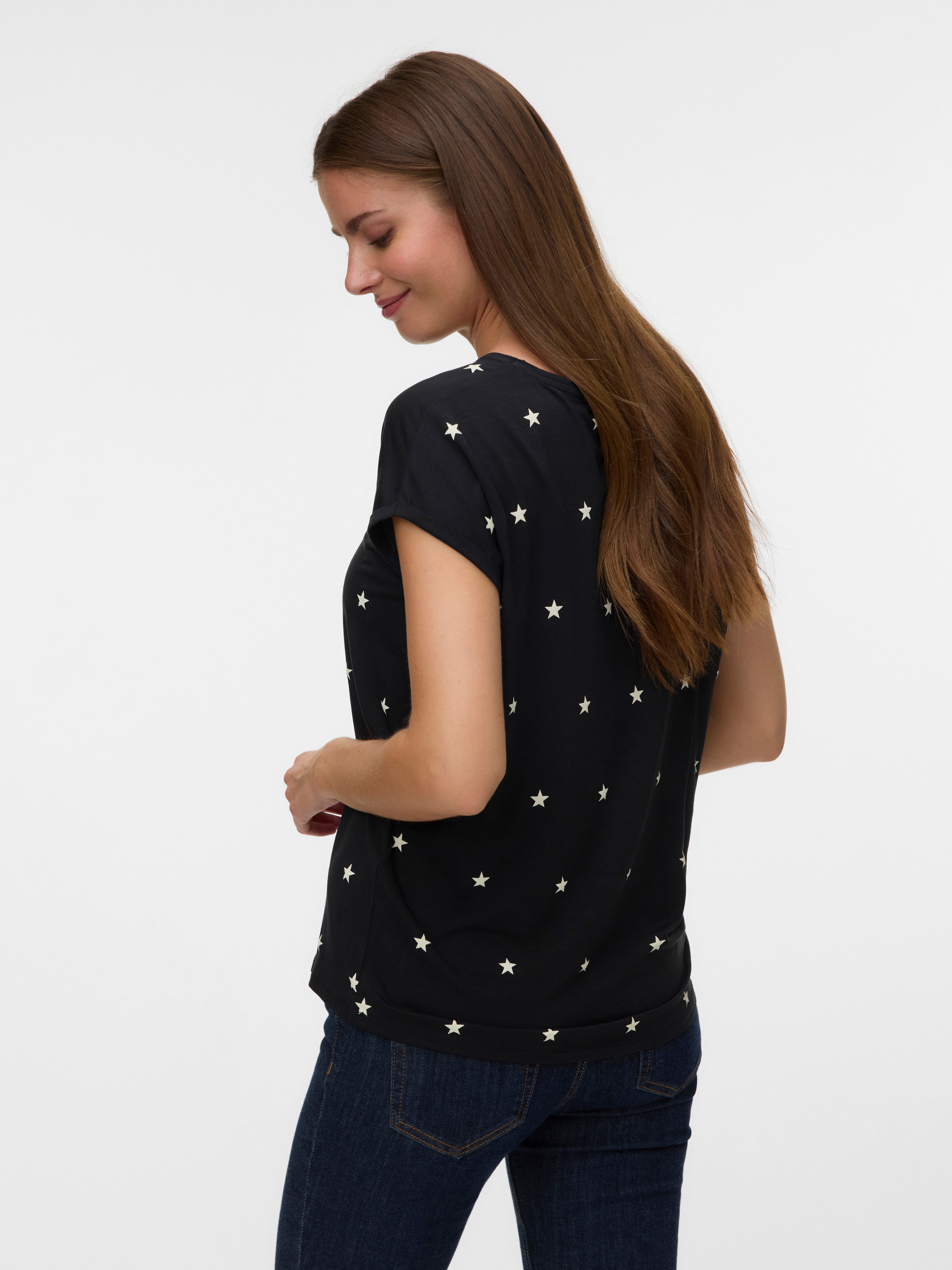 Vero Moda Kurzarmshirt VMAVA SS TOP MULTI AOP NOOS Materialmix, regular fit