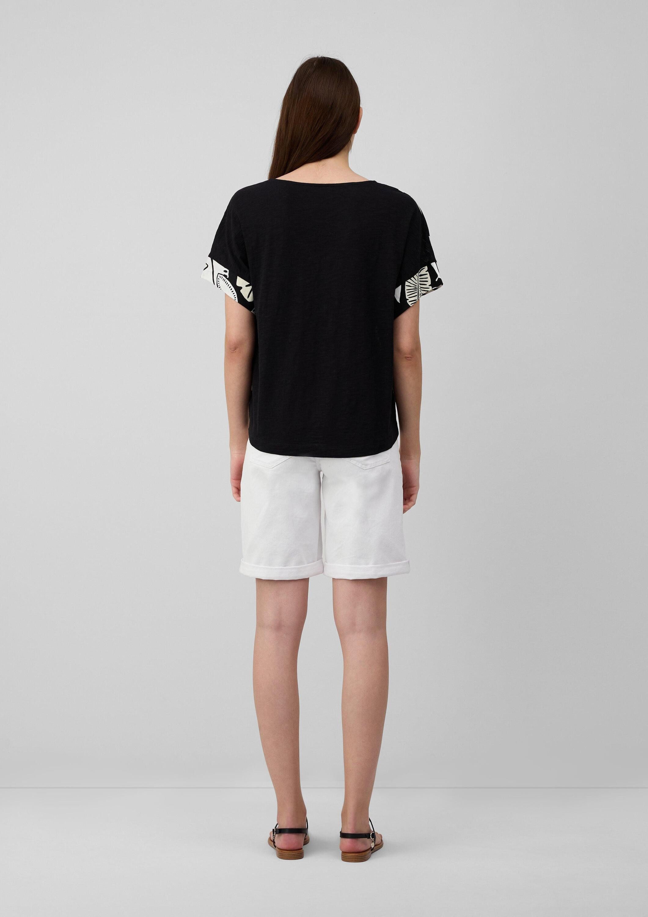 s.Oliver Kurzarmshirt T-Shirt T-Shirt im Fabricmix mit Leinenanteil