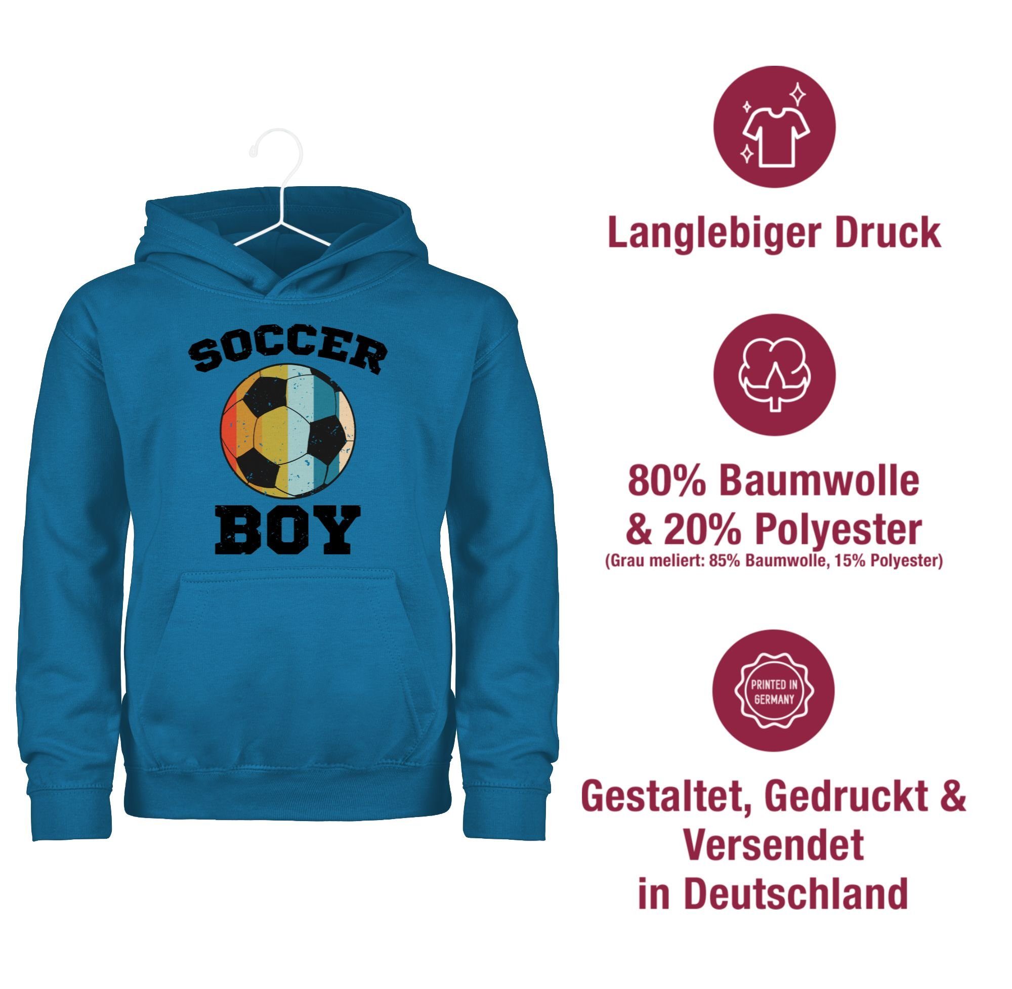 Shirtracer Hoodie Soccer Boy Kinder Himmelblau 1 Kleidung Sport Vintage