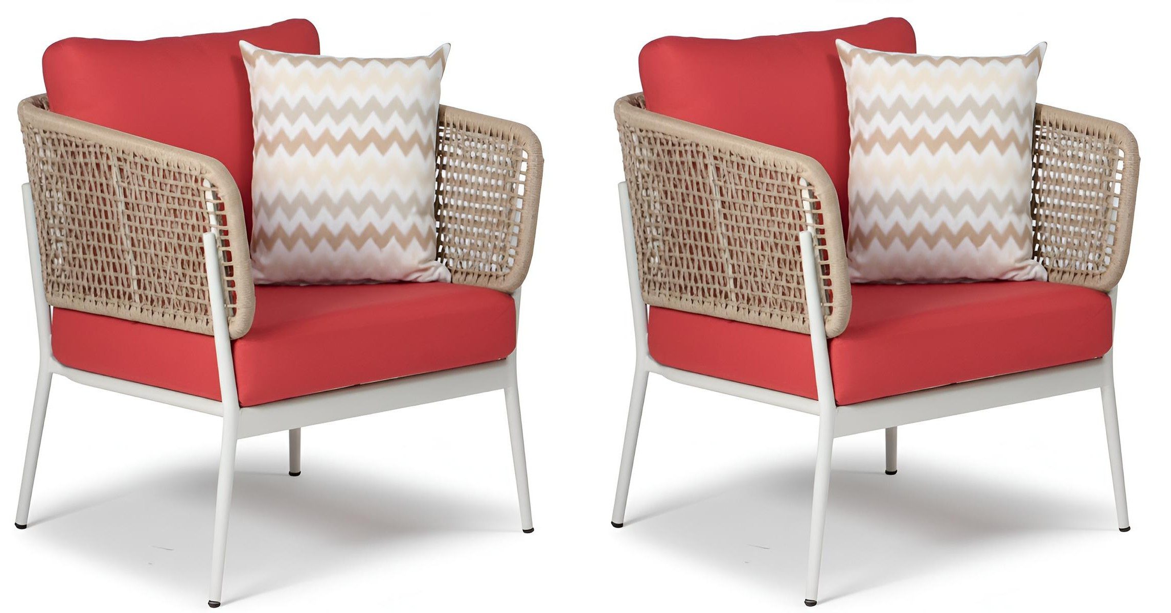 Xlmoebel Gartenlounge-Set Luxuriöses 2er Set Garten-Sessel in Rot mit Kissen, (2er Set, 2-tlg., 2er Set Garten-Sessel), Made in Europa