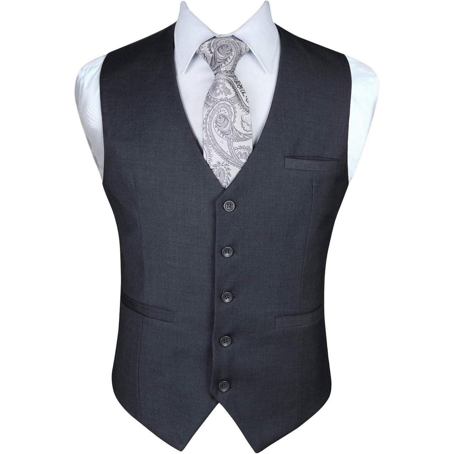 LuxusKollektion Krawatte Anzugweste Herren Business Hochzeit Taschen XS 4XL XXL Grau